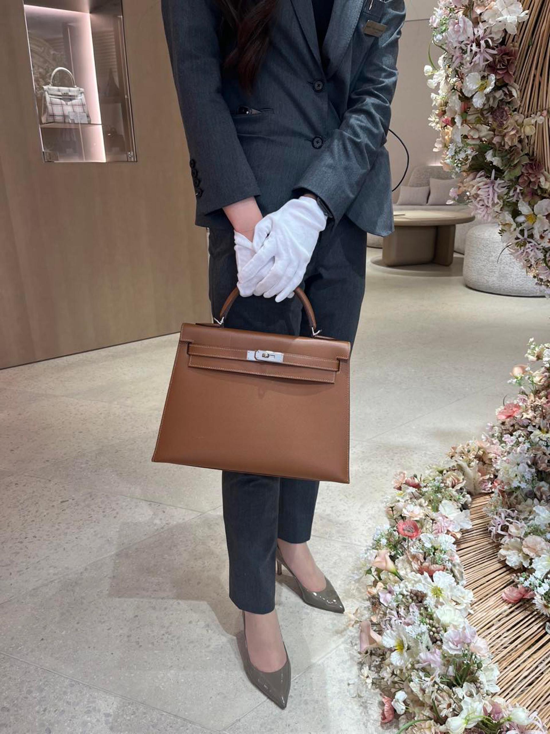 ランク A HERMÈS エルメス ケリー32 セリエ シガール (4L) グランアッシュ シルバー金具 □Q刻印 (2013) - 15