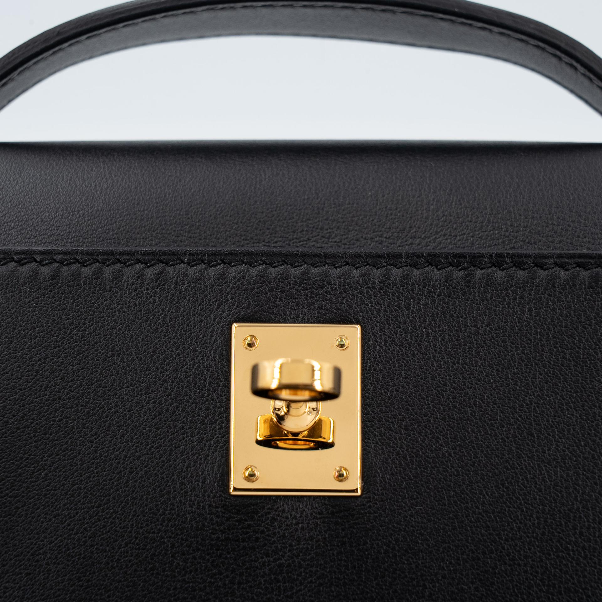 ランク A  HERMÈS エルメス  ポシェットケリー ブラック (89) スイフト ゴールド金具 C刻印 - 10