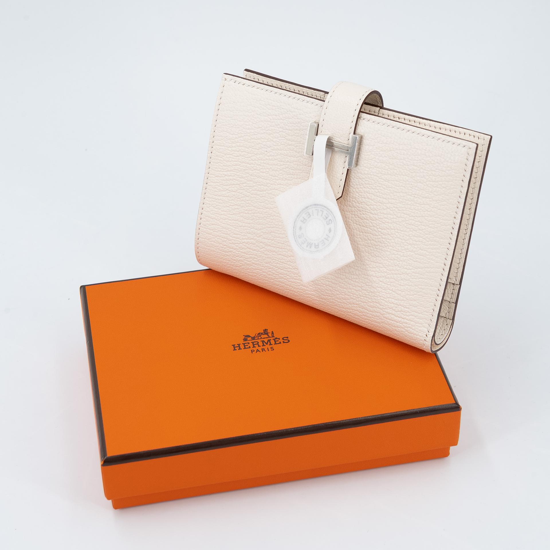 ランク N 新品 HERMÈS エルメス ベアンコンパクト クレ (10) シェーブル シルバー金具 Z刻印 - 3