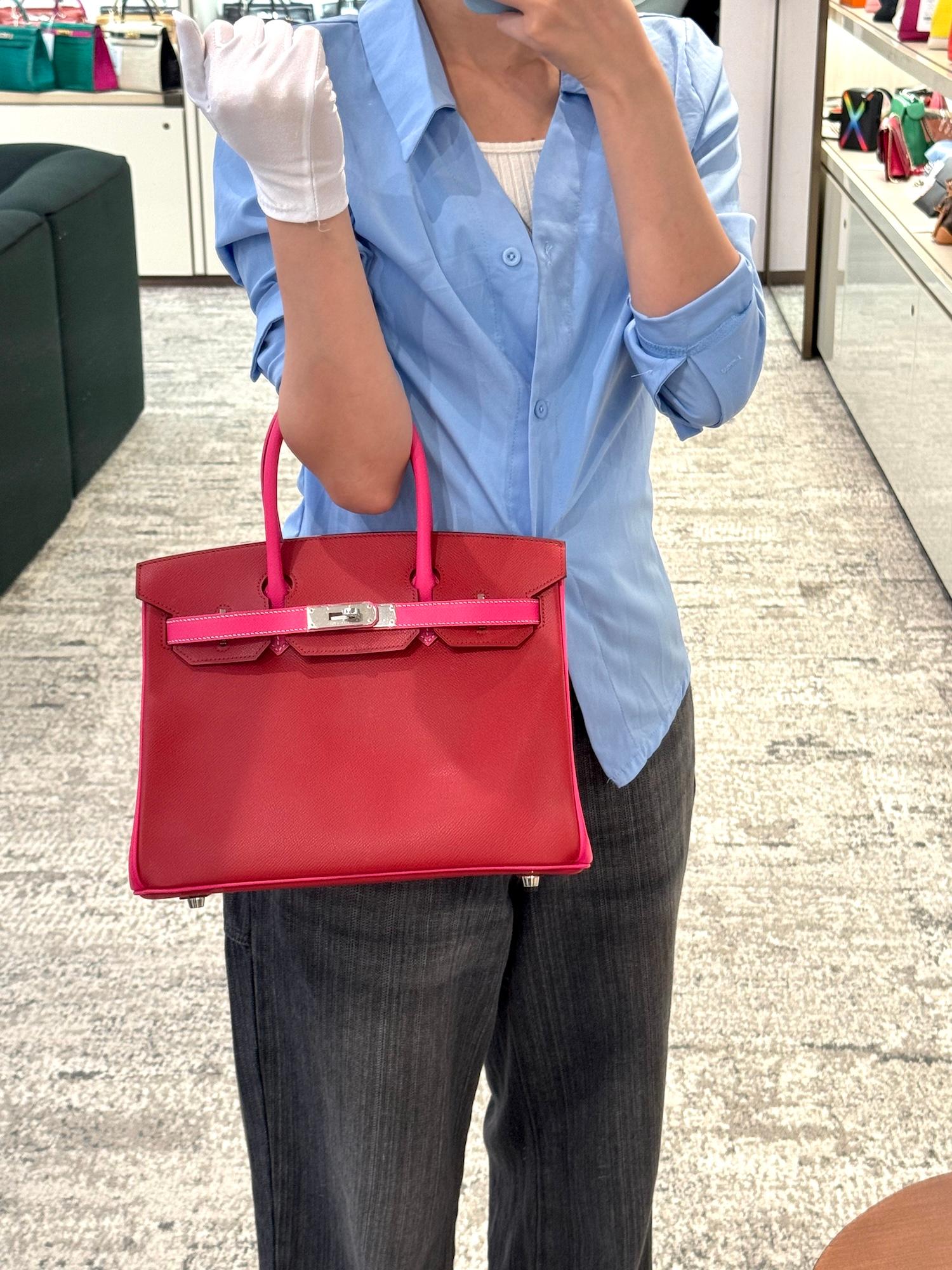 SA超美品 HERMÈS 爱马仕 马蹄印定制 Birkin 30 55 爱马仕红 Rouge H E5 糖果粉 Rose Tyrien Epsom牛皮 银扣 □Q刻 2013年 - 3
