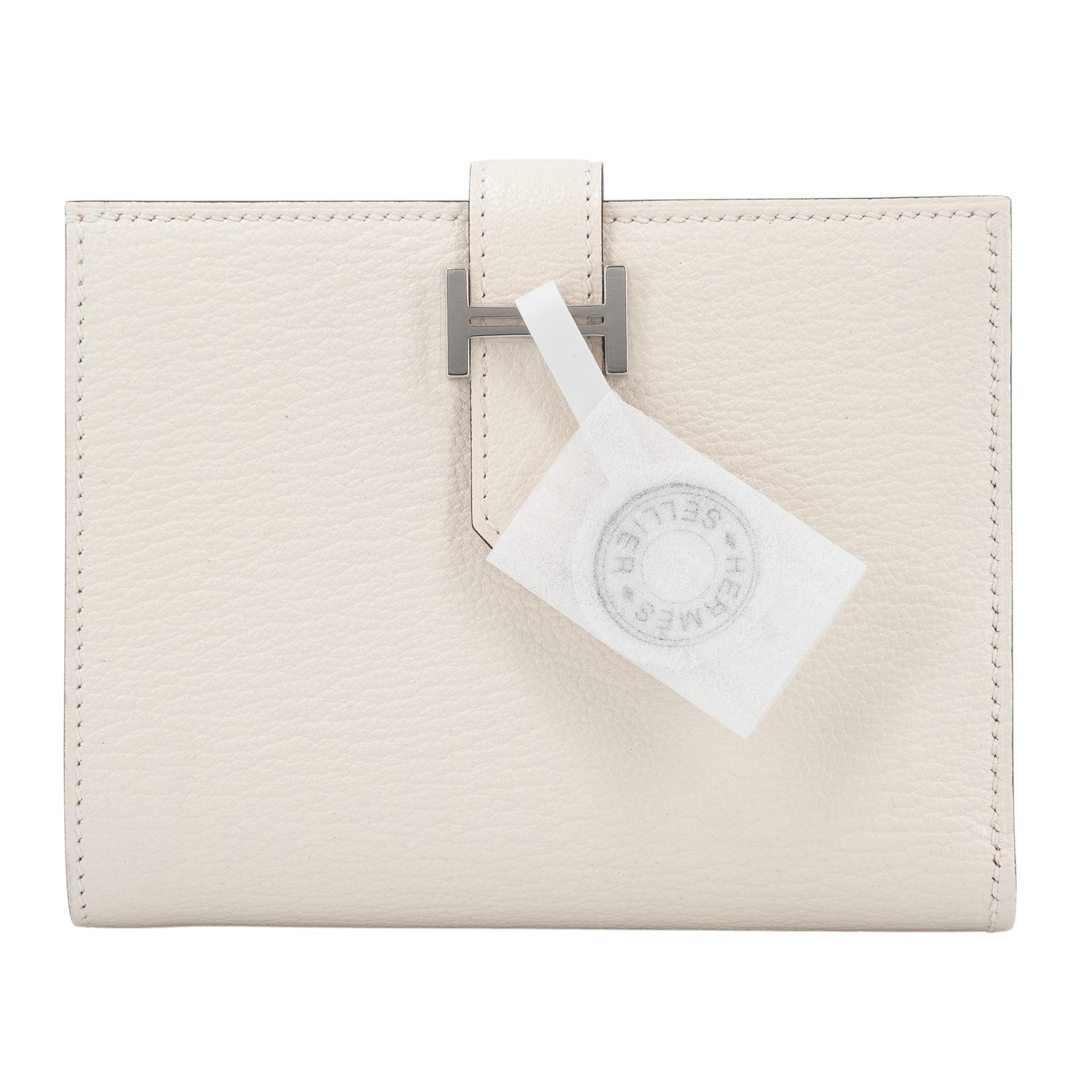 ランク N 新品 HERMÈS エルメス ベアンコンパクト クレ (10) シェーブル シルバー金具 Z刻印 - 1