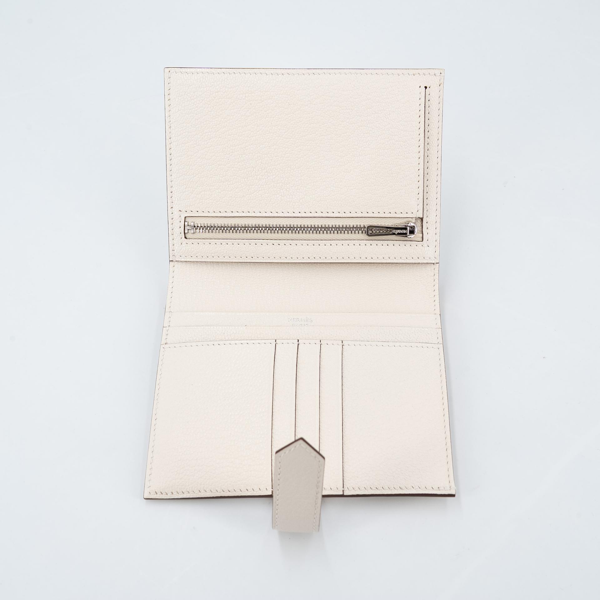 ランク N 新品 HERMÈS エルメス ベアンコンパクト クレ (10) シェーブル シルバー金具 Z刻印 - 9