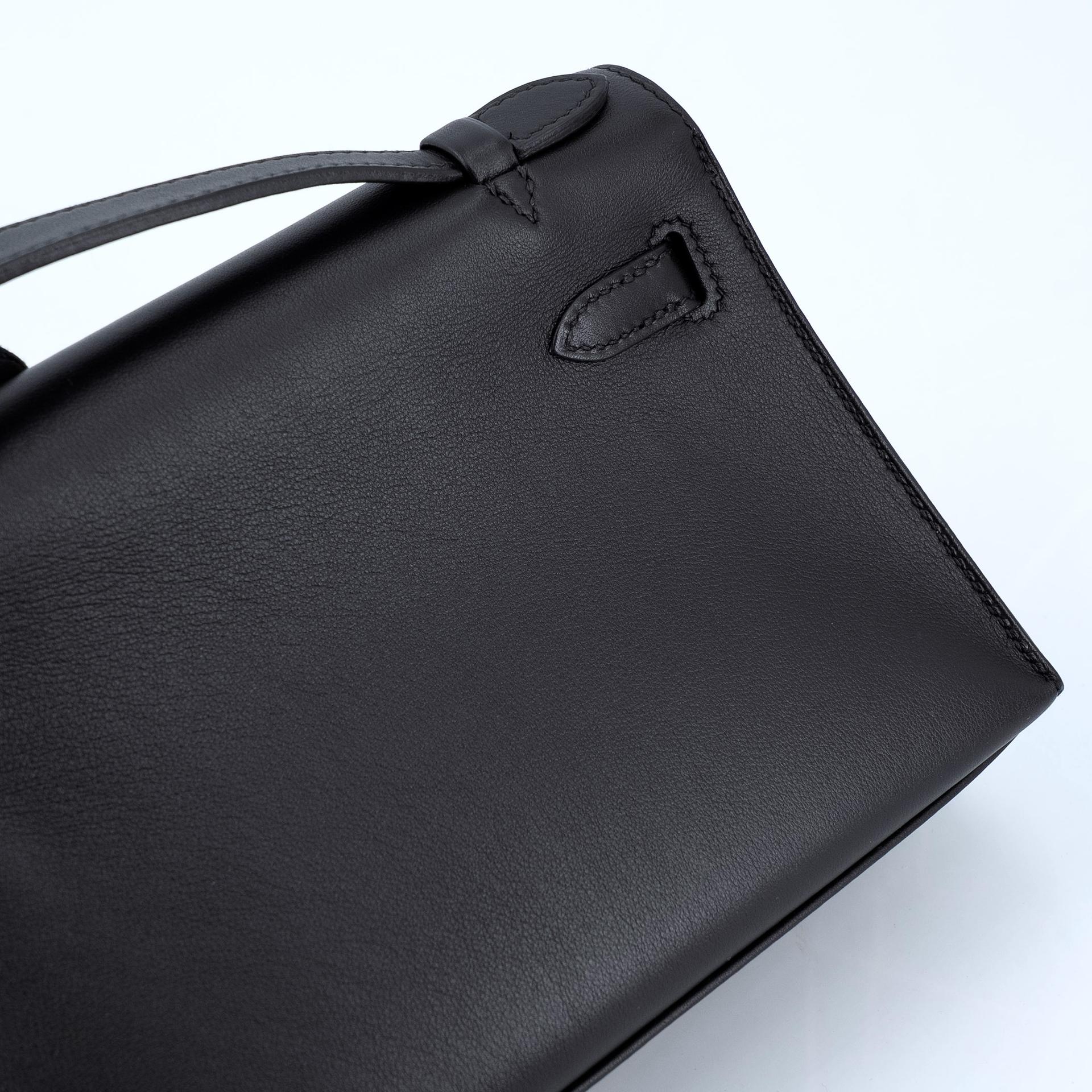 ランク A  HERMÈS エルメス  ポシェットケリー ブラック (89) スイフト ゴールド金具 C刻印 - 16