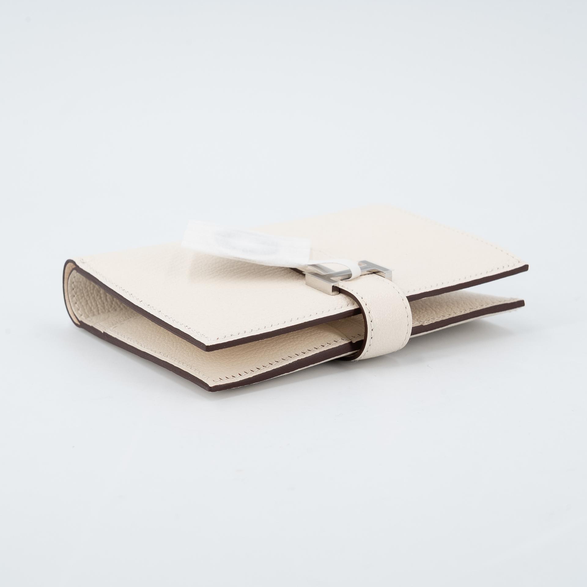 ランク N 新品 HERMÈS エルメス ベアンコンパクト クレ (10) シェーブル シルバー金具 Z刻印 - 5