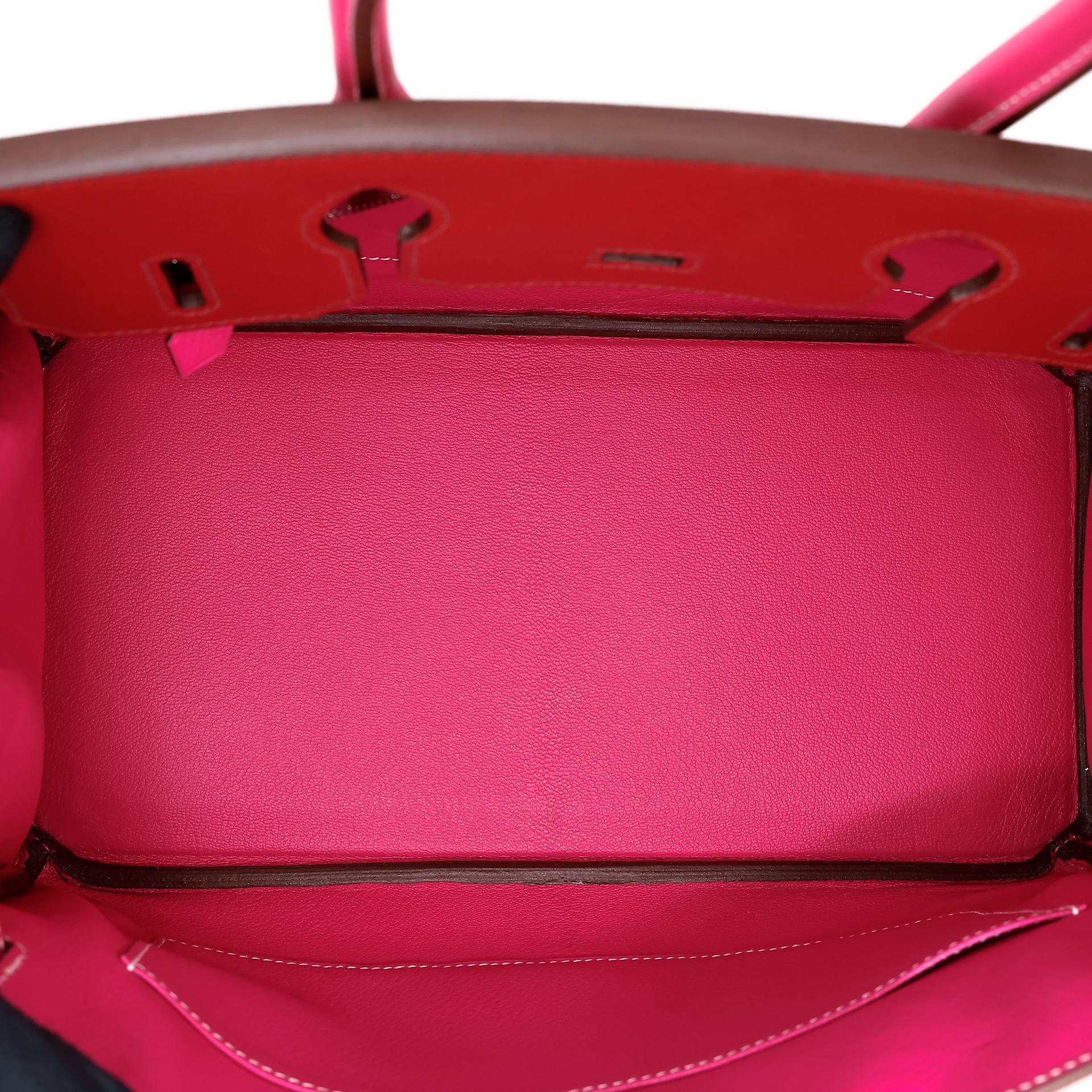 SA超美品 HERMÈS 爱马仕 马蹄印定制 Birkin 30 55 爱马仕红 Rouge H E5 糖果粉 Rose Tyrien Epsom牛皮 银扣 □Q刻 2013年 - 21