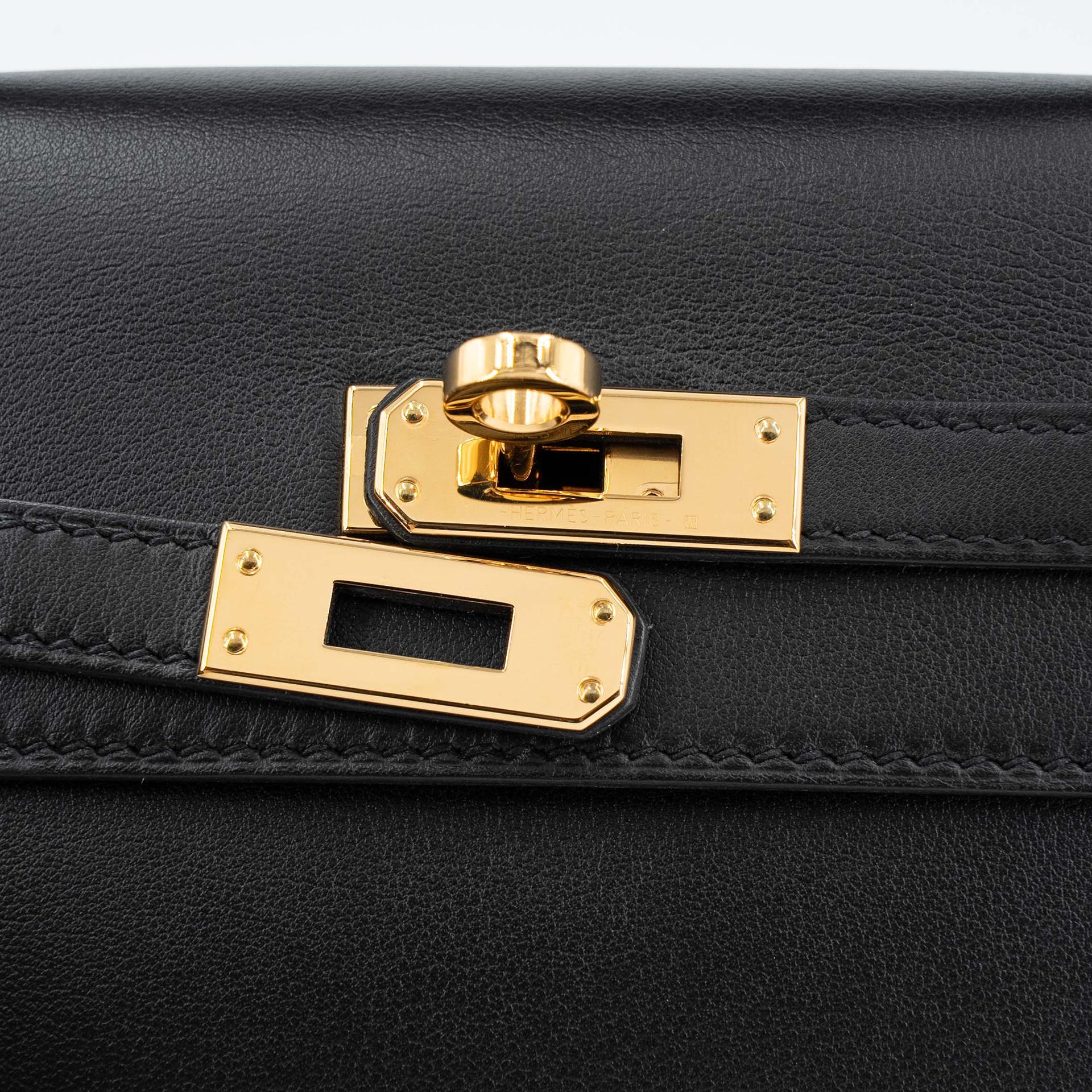 ランク A  HERMÈS エルメス  ポシェットケリー ブラック (89) スイフト ゴールド金具 C刻印 - 9