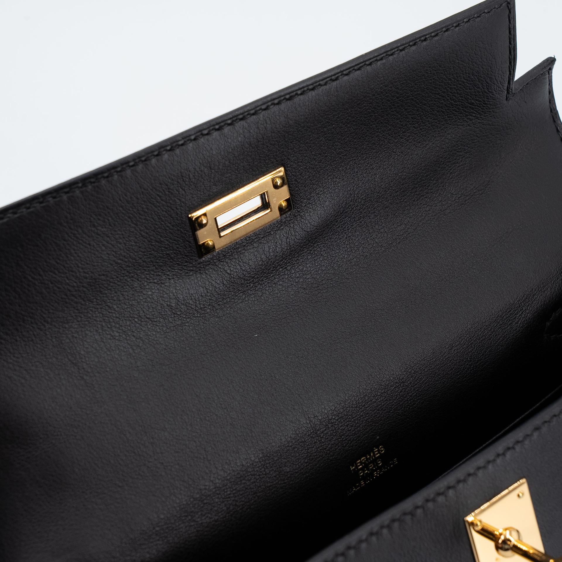 ランク A  HERMÈS エルメス  ポシェットケリー ブラック (89) スイフト ゴールド金具 C刻印 - 19