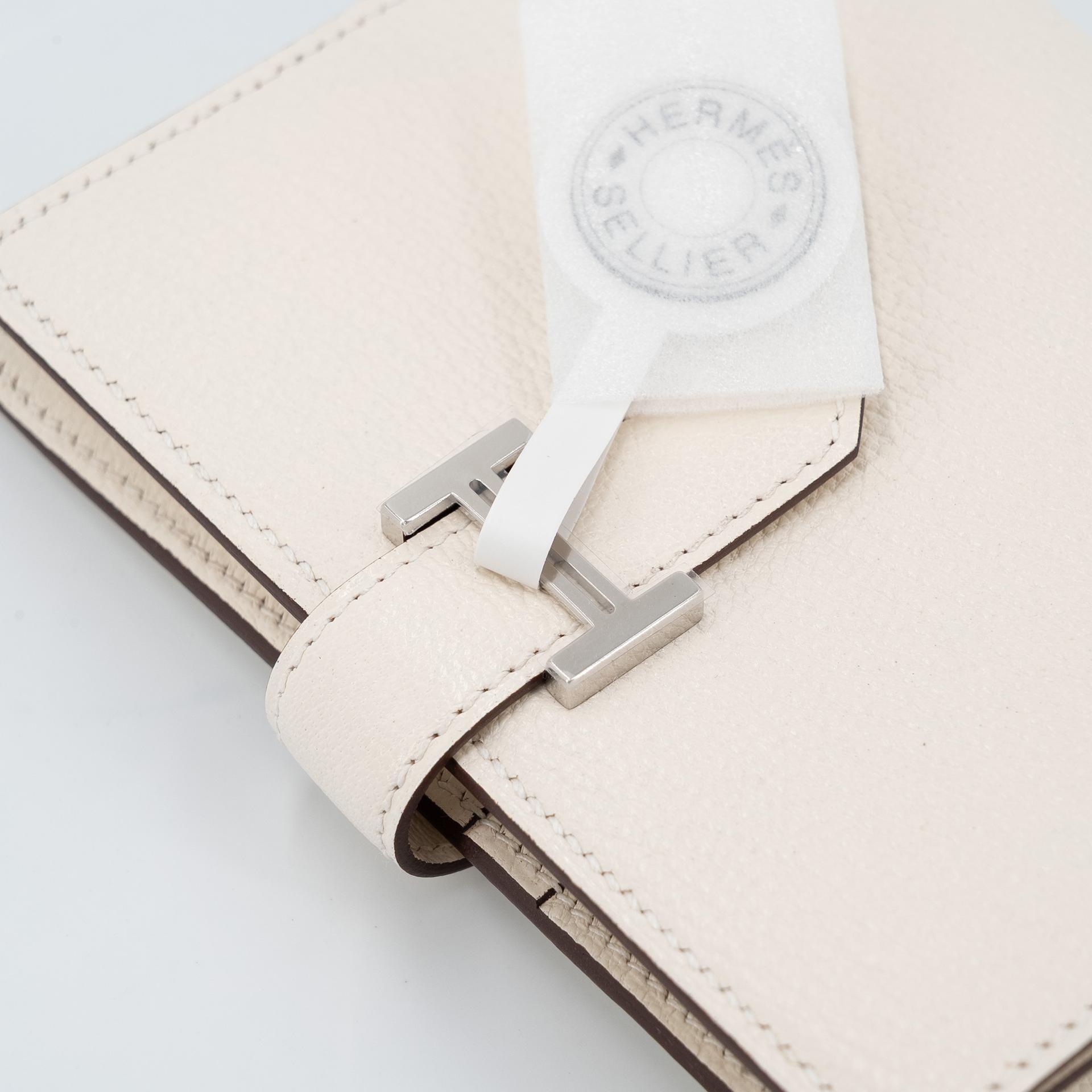 ランク N 新品 HERMÈS エルメス ベアンコンパクト クレ (10) シェーブル シルバー金具 Z刻印 - 4