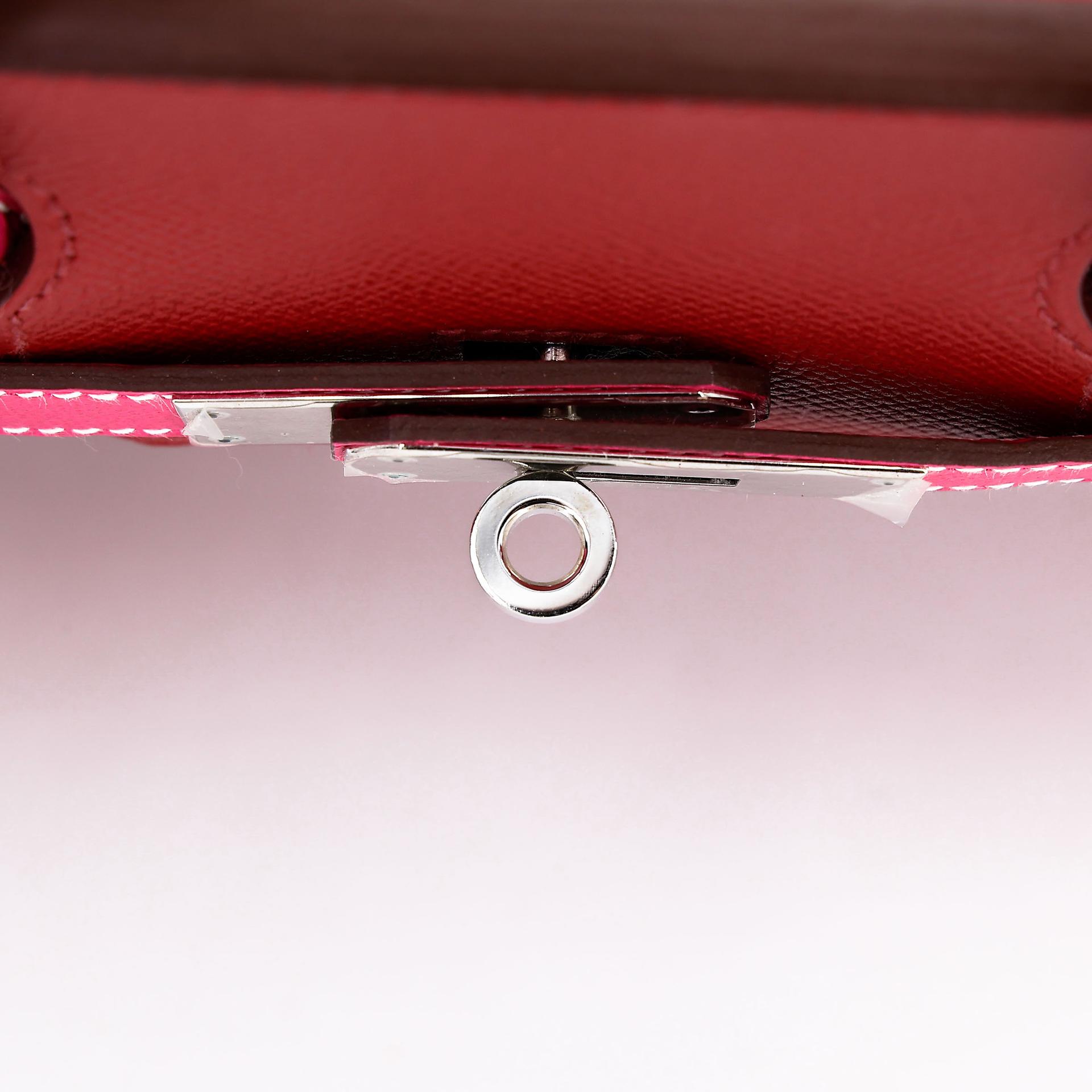 SA超美品 HERMÈS 爱马仕 马蹄印定制 Birkin 30 55 爱马仕红 Rouge H E5 糖果粉 Rose Tyrien Epsom牛皮 银扣 □Q刻 2013年 - 17