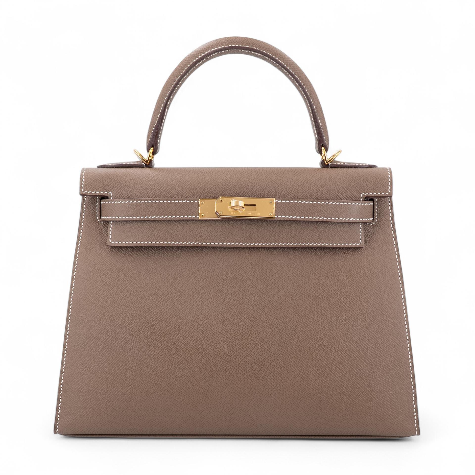 未使用保存品 HERMÈS 爱马仕 Kelly 28 外缝 18 大象灰 Etoupe Epsom牛皮 金扣 Y刻 2020年 - 1