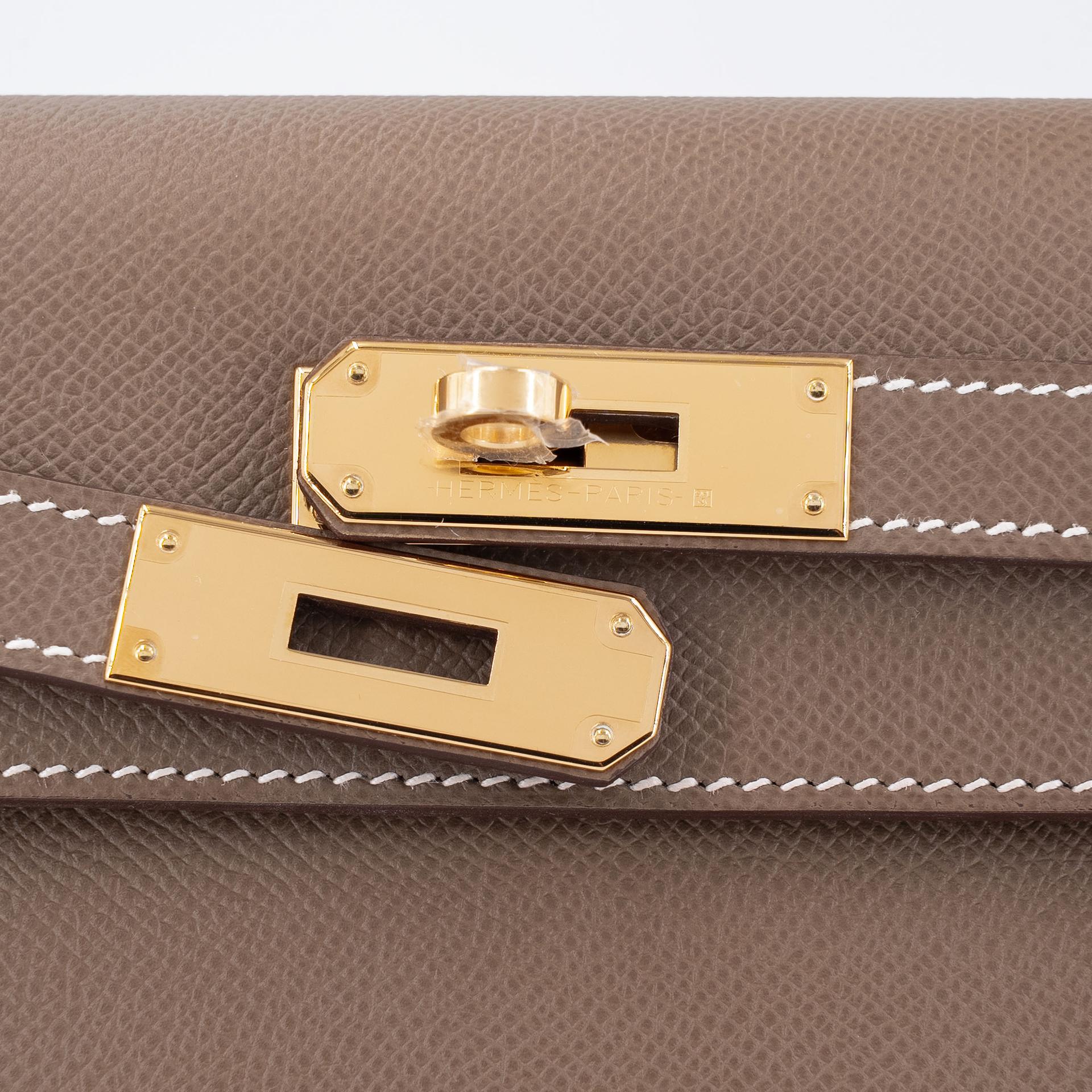 未使用保存品 HERMÈS 爱马仕 Kelly 28 外缝 18 大象灰 Etoupe Epsom牛皮 金扣 Y刻 2020年 - 9