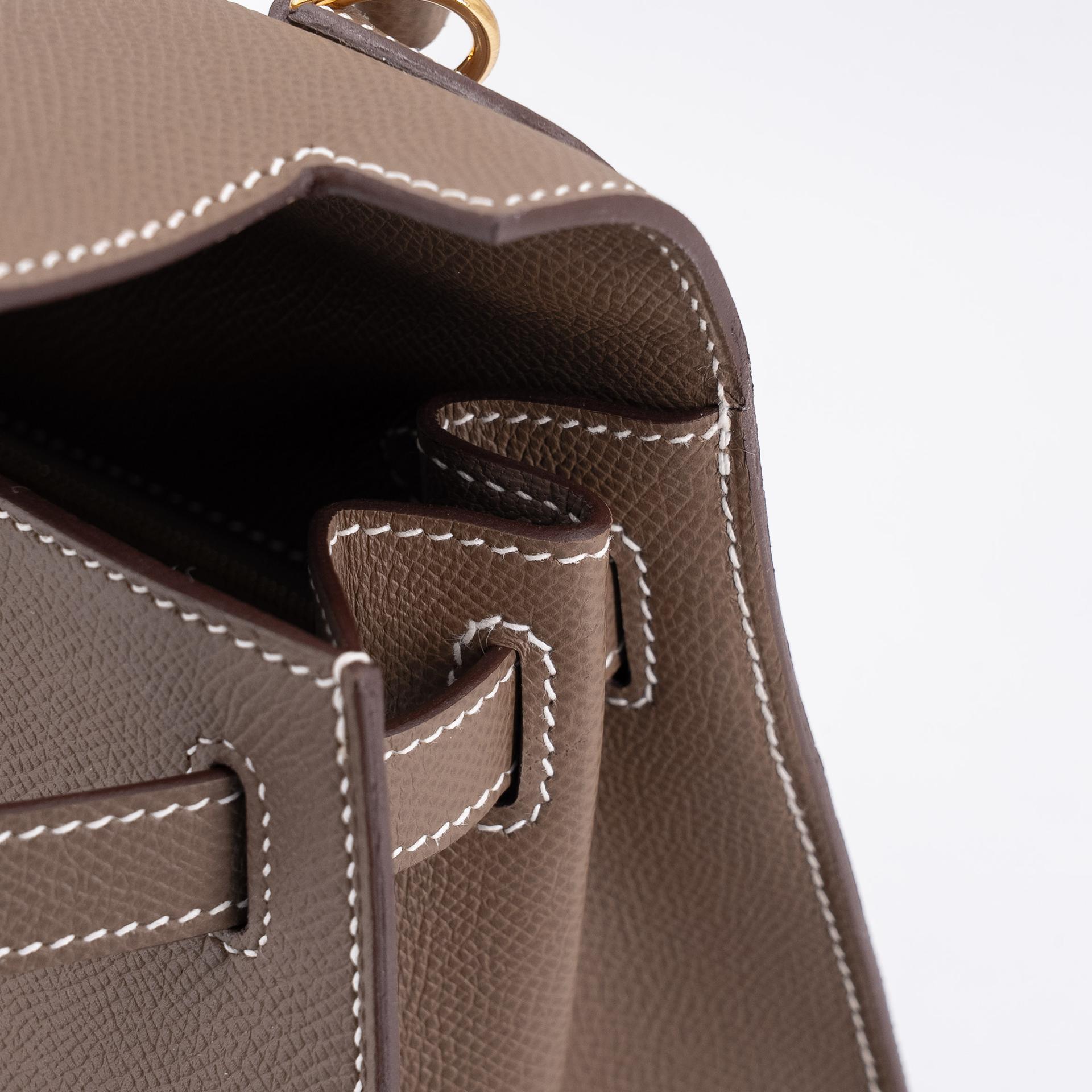 未使用保存品 HERMÈS 爱马仕 Kelly 28 外缝 18 大象灰 Etoupe Epsom牛皮 金扣 Y刻 2020年 - 11