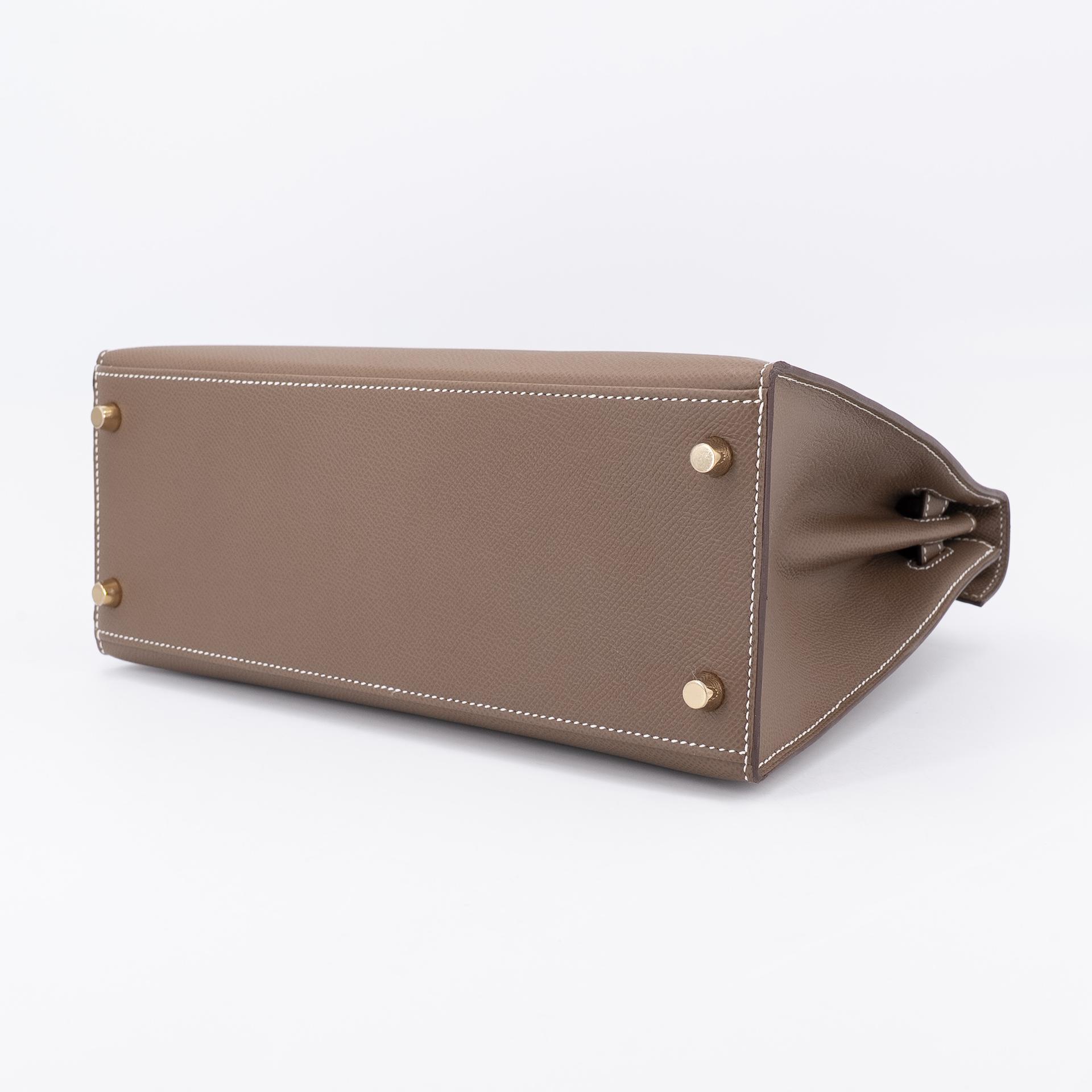 未使用保存品 HERMÈS 爱马仕 Kelly 28 外缝 18 大象灰 Etoupe Epsom牛皮 金扣 Y刻 2020年 - 7