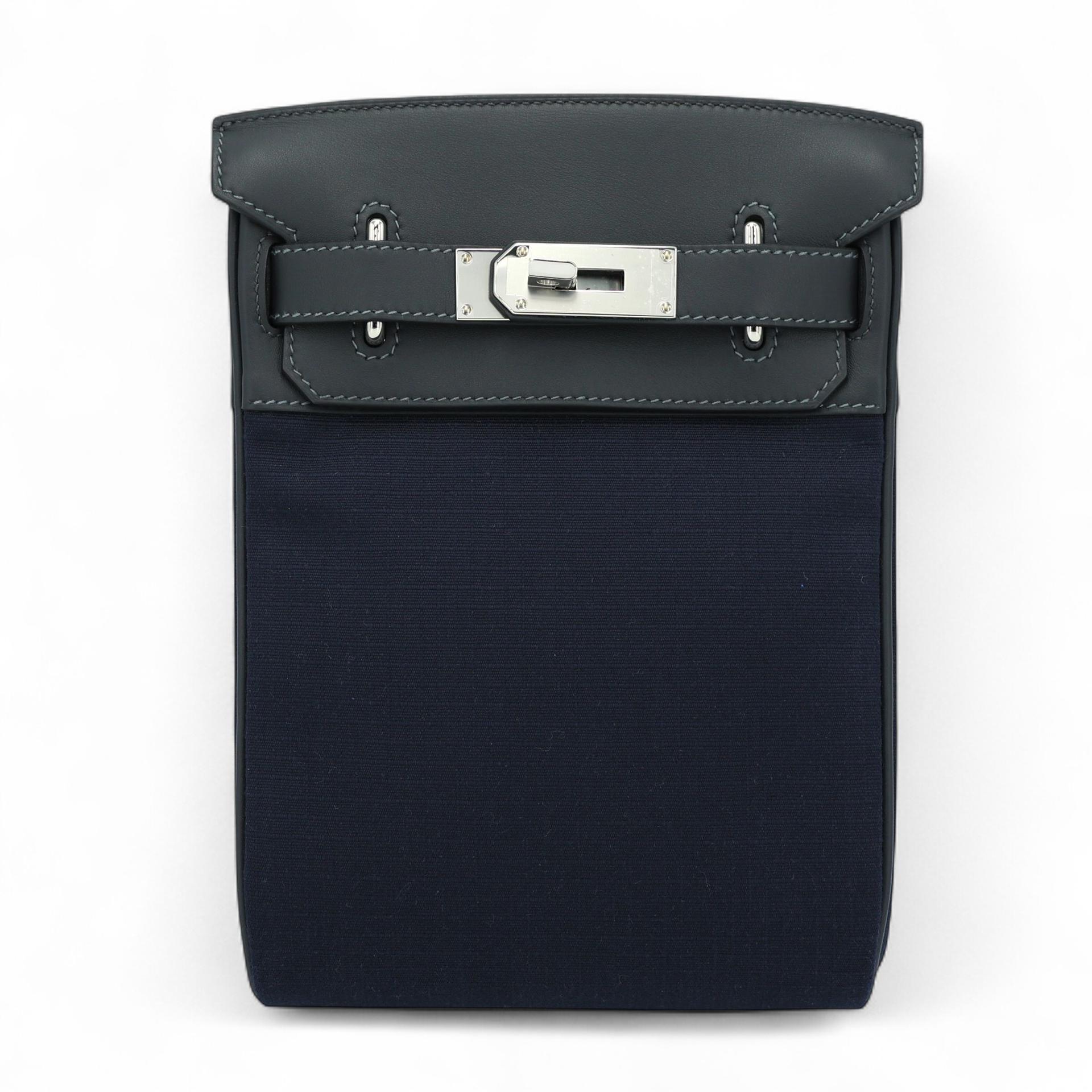 Brand New ( Rank N ) HERMÈS Hac a Dos PM Black Bleu Nuit (2Z) Canvas Swift Palladium hardware W (2024) - 1