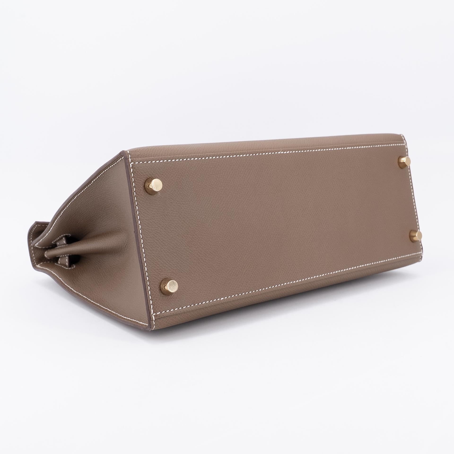 未使用保存品 HERMÈS 爱马仕 Kelly 28 外缝 18 大象灰 Etoupe Epsom牛皮 金扣 Y刻 2020年 - 5
