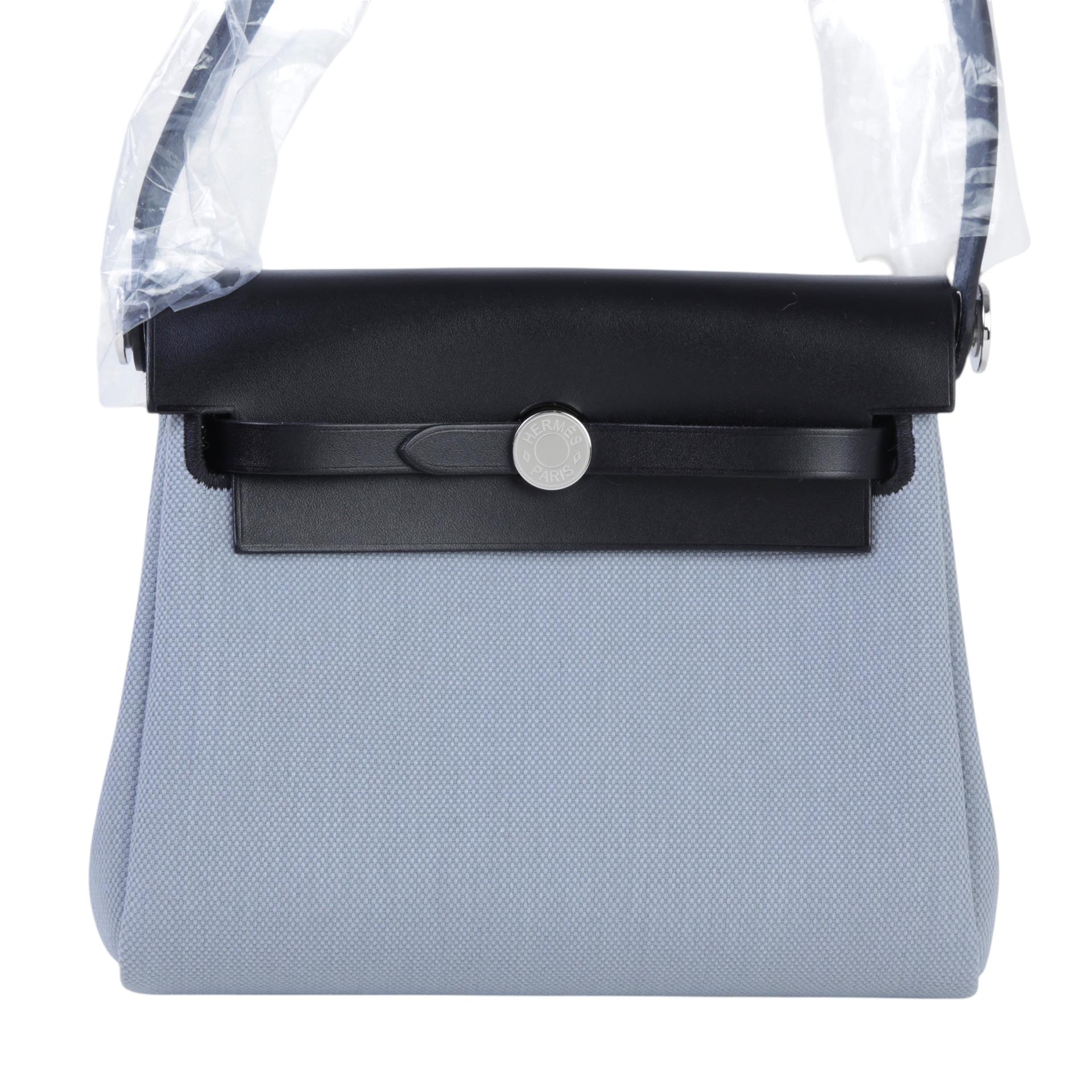 ランク N 新品  HERMÈS エルメス  エールバッグジップ ミニ 20 ブラック (89) グリパンタン (P0) ヴァッシュハンター キャンバス シルバー金具 K刻印 - 1