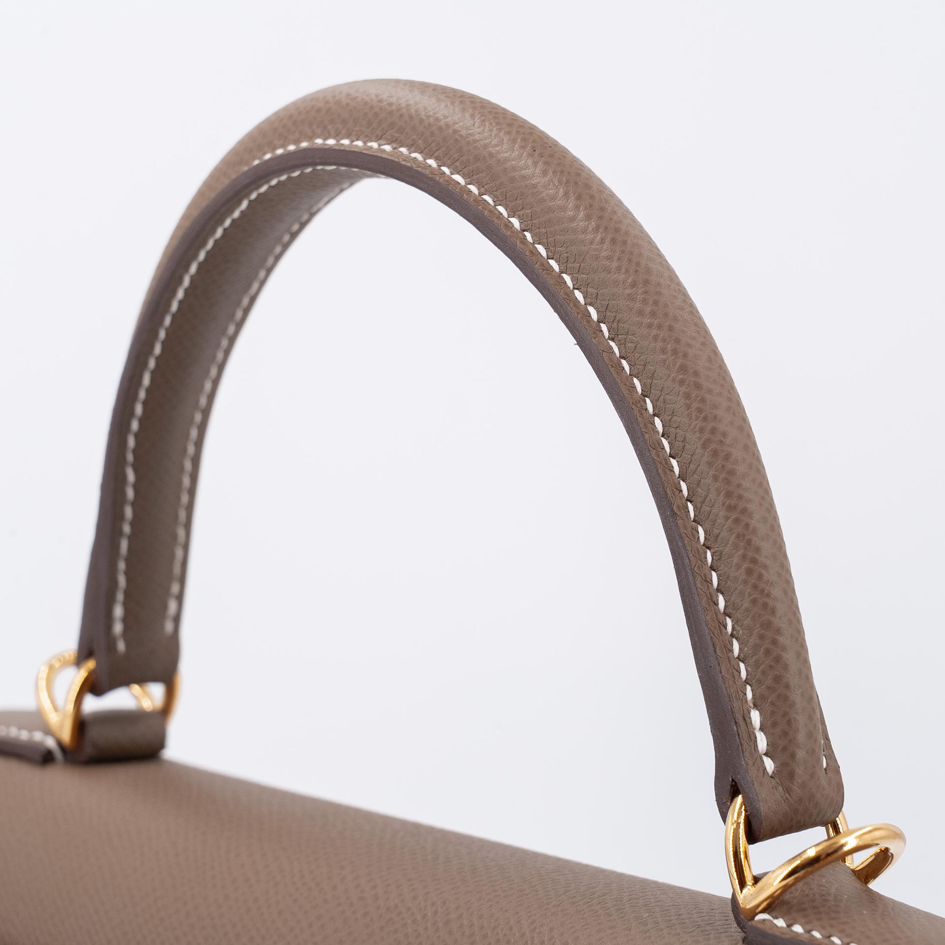 未使用保存品 HERMÈS 爱马仕 Kelly 28 外缝 18 大象灰 Etoupe Epsom牛皮 金扣 Y刻 2020年 - 4