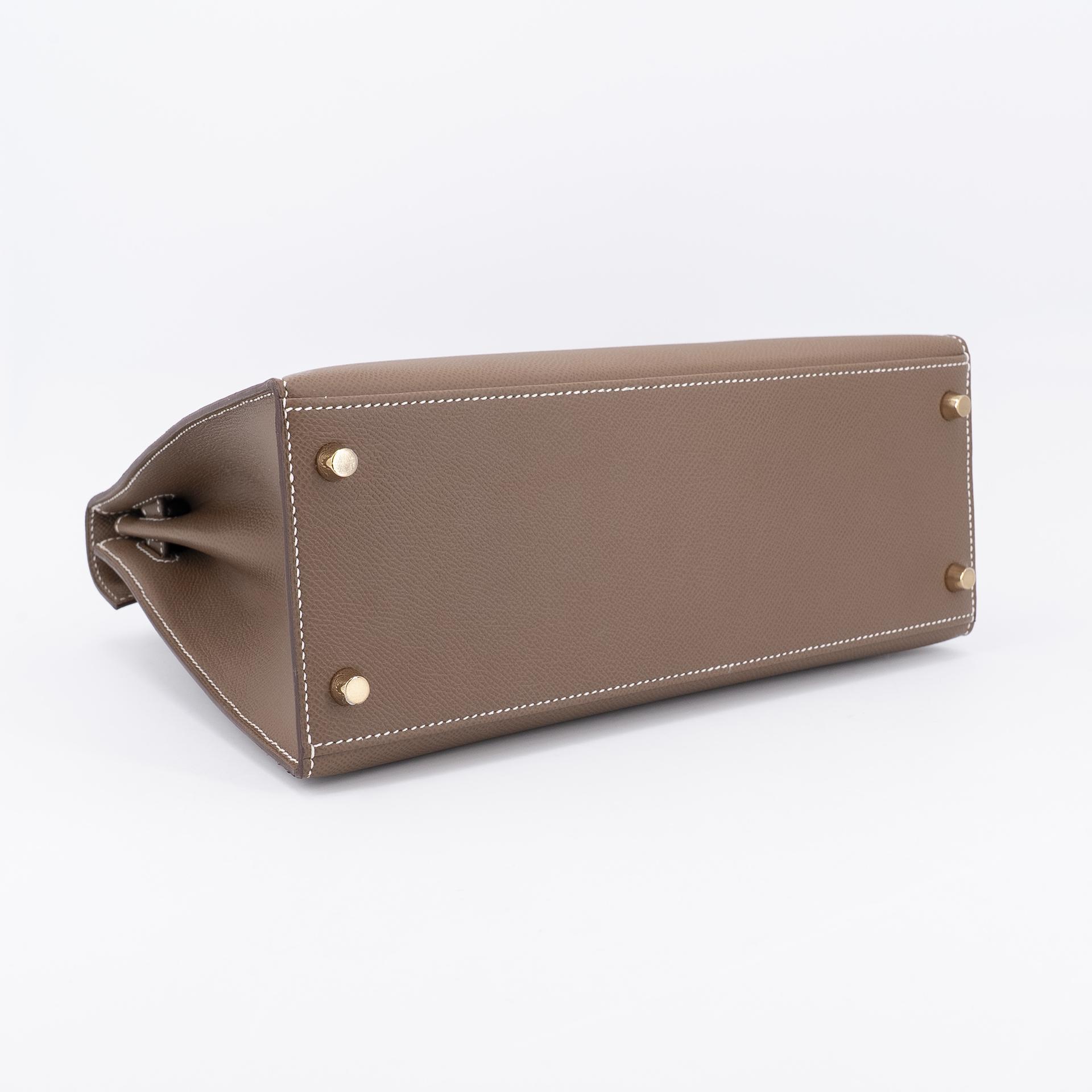 未使用保存品 HERMÈS 爱马仕 Kelly 28 外缝 18 大象灰 Etoupe Epsom牛皮 金扣 Y刻 2020年 - 8