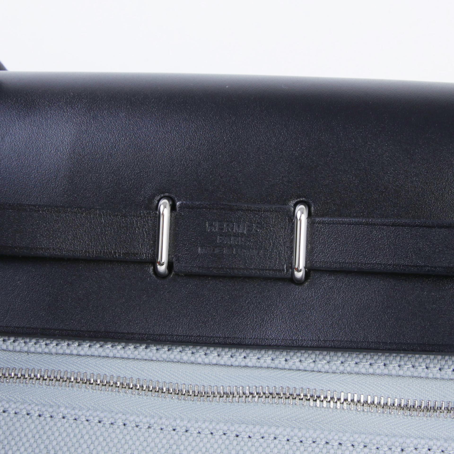 ランク N 新品  HERMÈS エルメス  エールバッグジップ ミニ 20 ブラック (89) グリパンタン (P0) ヴァッシュハンター キャンバス シルバー金具 K刻印 - 8