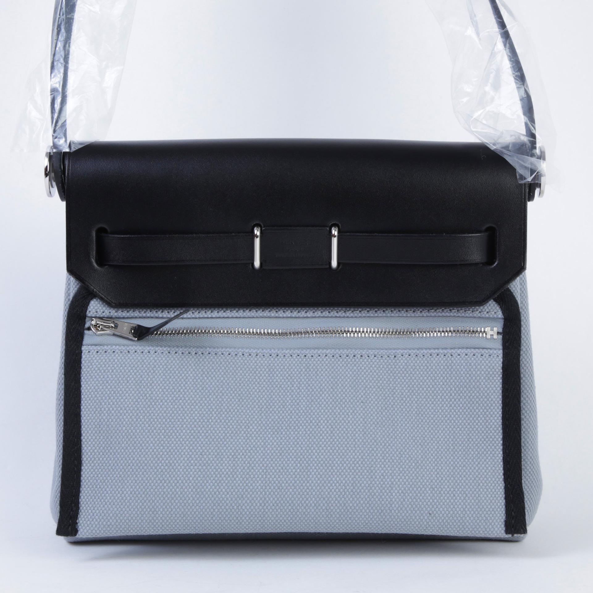 ランク N 新品  HERMÈS エルメス  エールバッグジップ ミニ 20 ブラック (89) グリパンタン (P0) ヴァッシュハンター キャンバス シルバー金具 K刻印 - 2