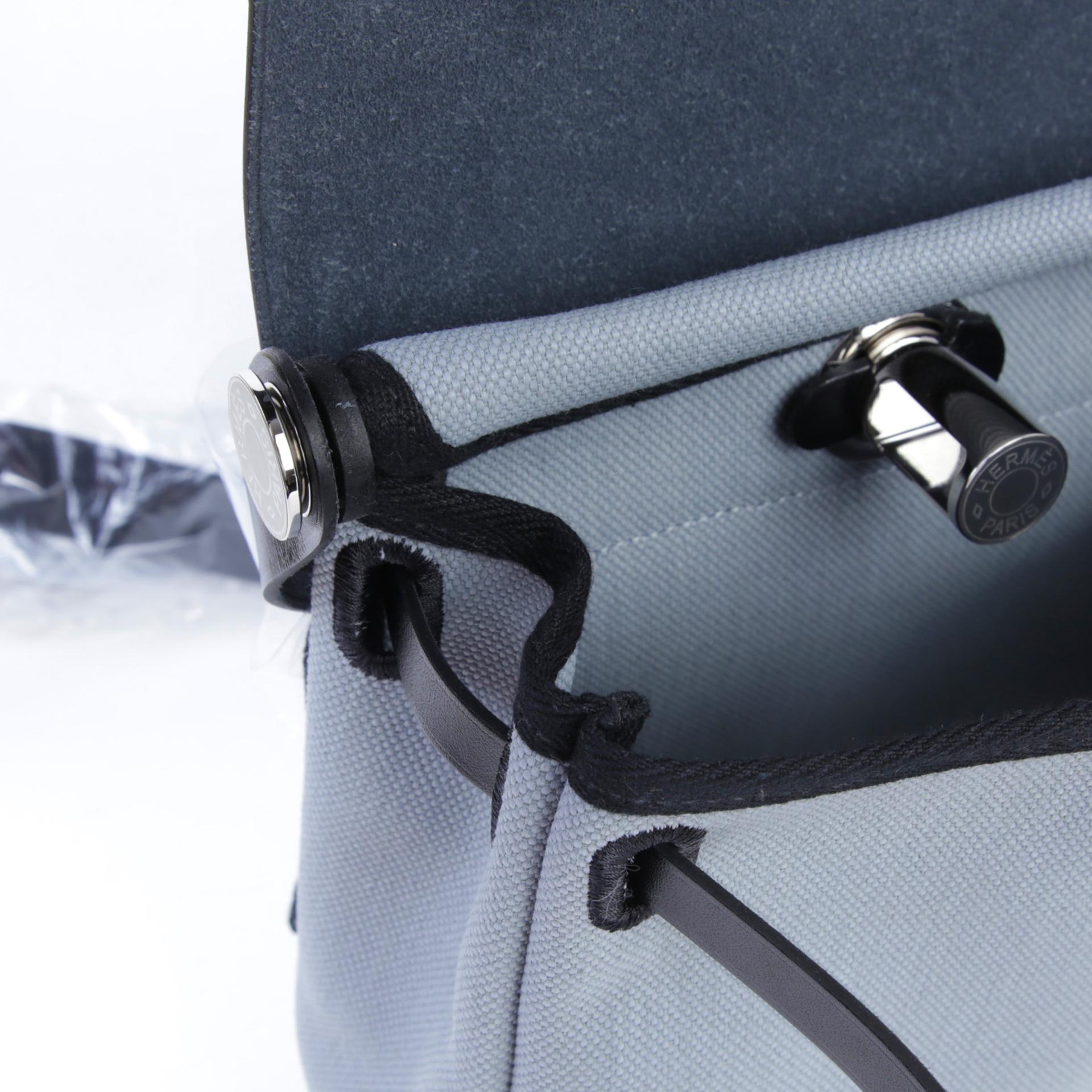 ランク N 新品  HERMÈS エルメス  エールバッグジップ ミニ 20 ブラック (89) グリパンタン (P0) ヴァッシュハンター キャンバス シルバー金具 K刻印 - 10