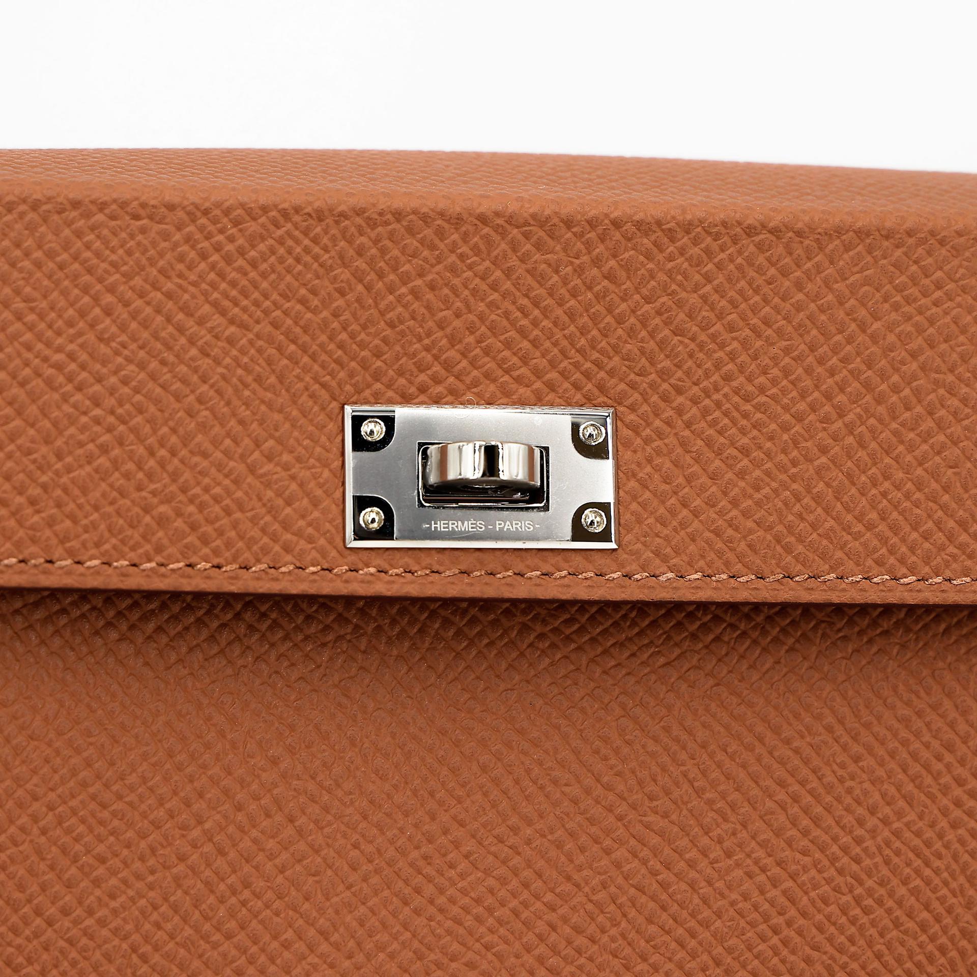 Brand New ( Rank N )  HERMÈS  Kelly Multipocket To Go Pouch Gold (37) Epsom Palladium hardware W (2024) - 21