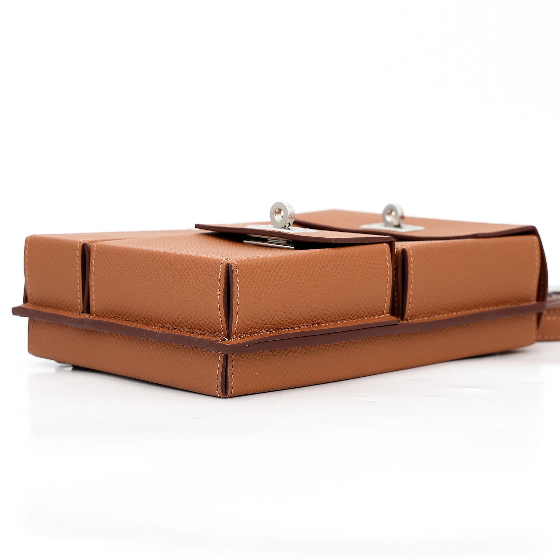 Brand New ( Rank N )  HERMÈS  Kelly Multipocket To Go Pouch Gold (37) Epsom Palladium hardware W (2024) - 7