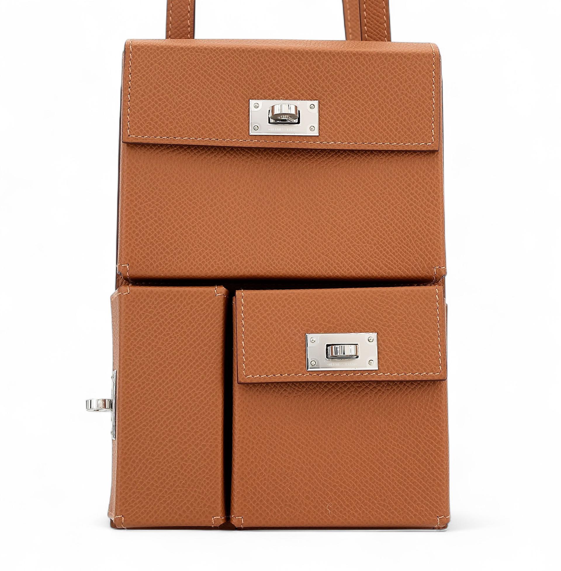 Brand New ( Rank N )  HERMÈS  Kelly Multipocket To Go Pouch Gold (37) Epsom Palladium hardware W (2024) - 1