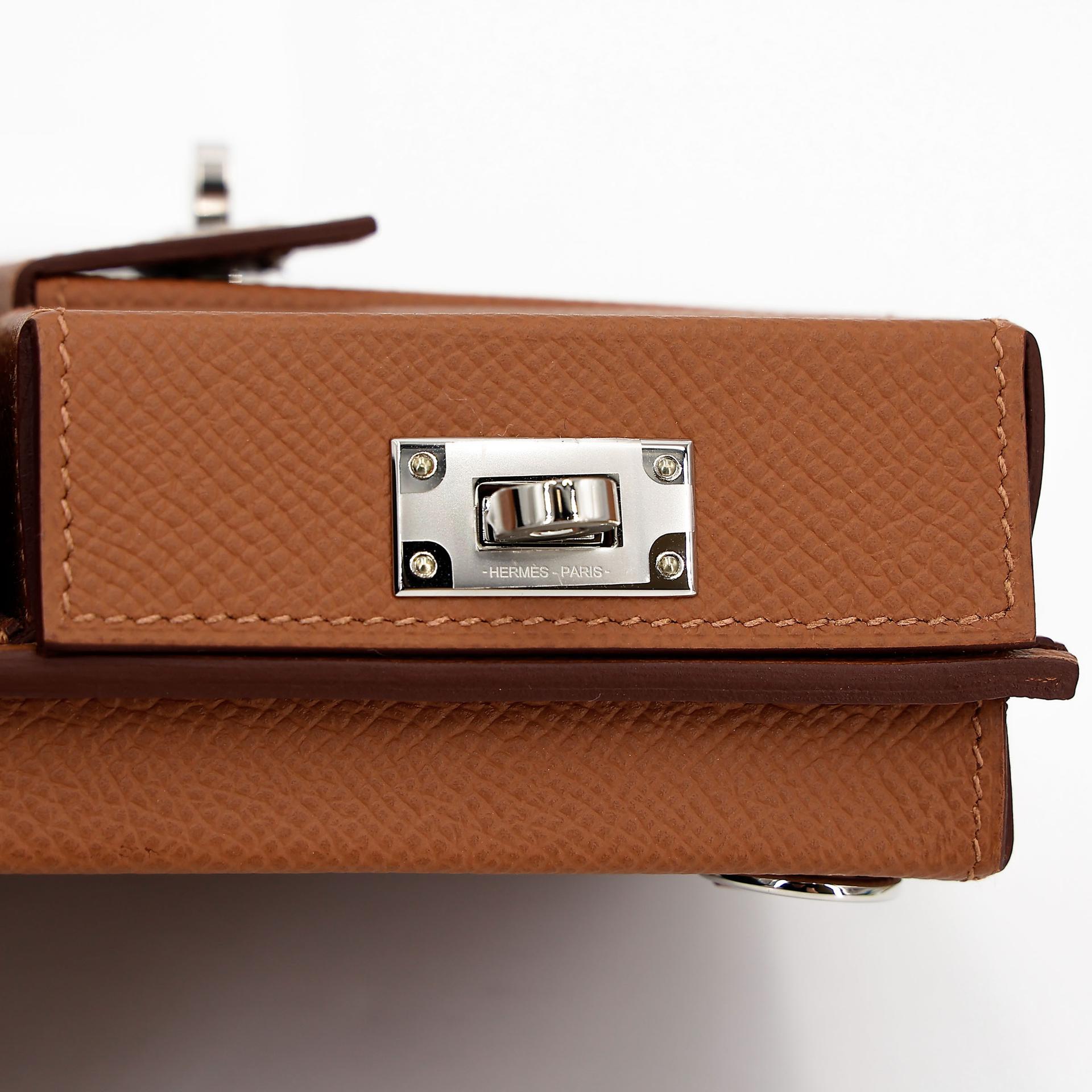Brand New ( Rank N )  HERMÈS  Kelly Multipocket To Go Pouch Gold (37) Epsom Palladium hardware W (2024) - 16