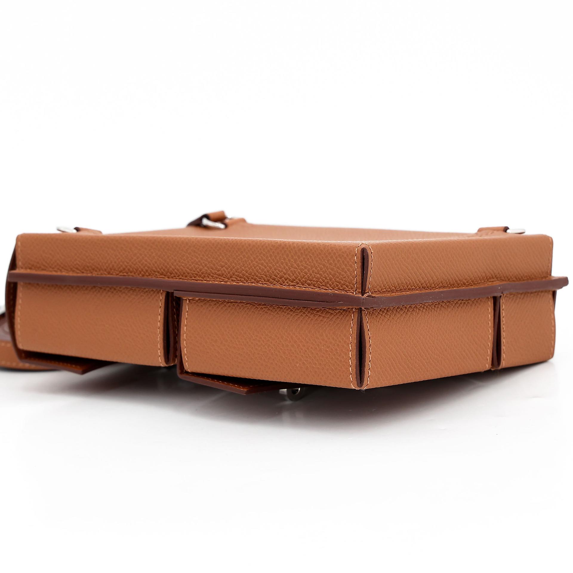 Brand New ( Rank N )  HERMÈS  Kelly Multipocket To Go Pouch Gold (37) Epsom Palladium hardware W (2024) - 10