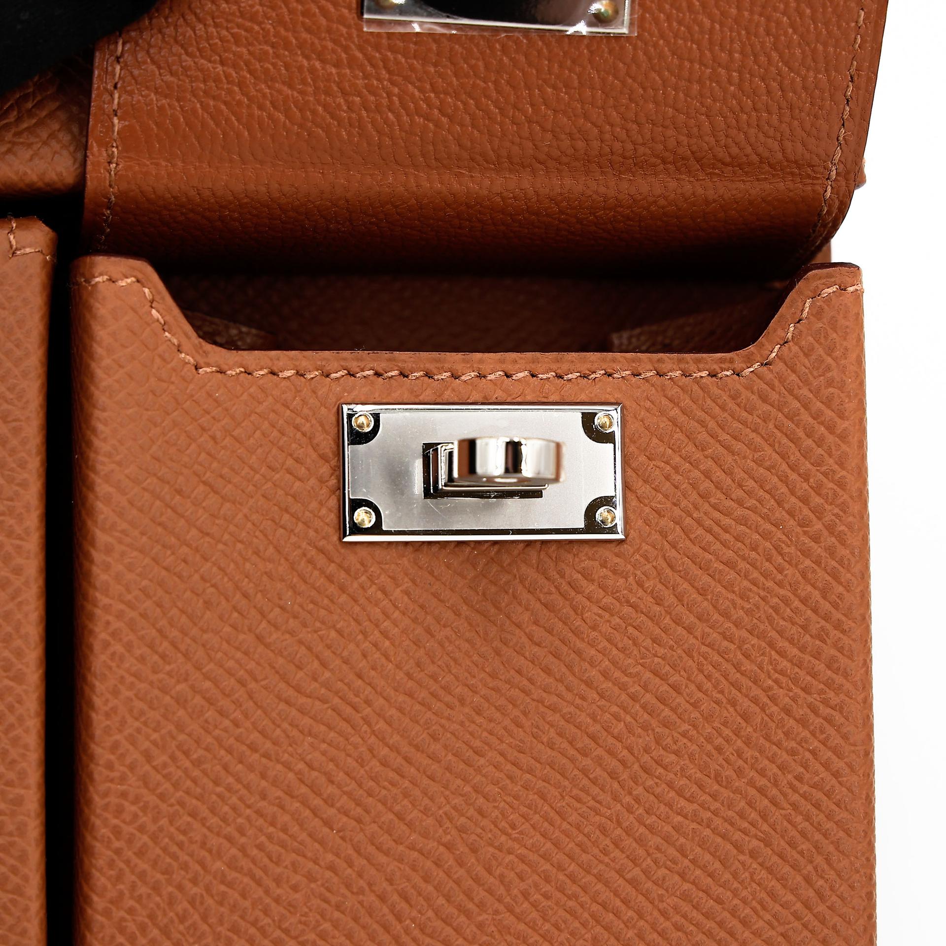 Brand New ( Rank N )  HERMÈS  Kelly Multipocket To Go Pouch Gold (37) Epsom Palladium hardware W (2024) - 13