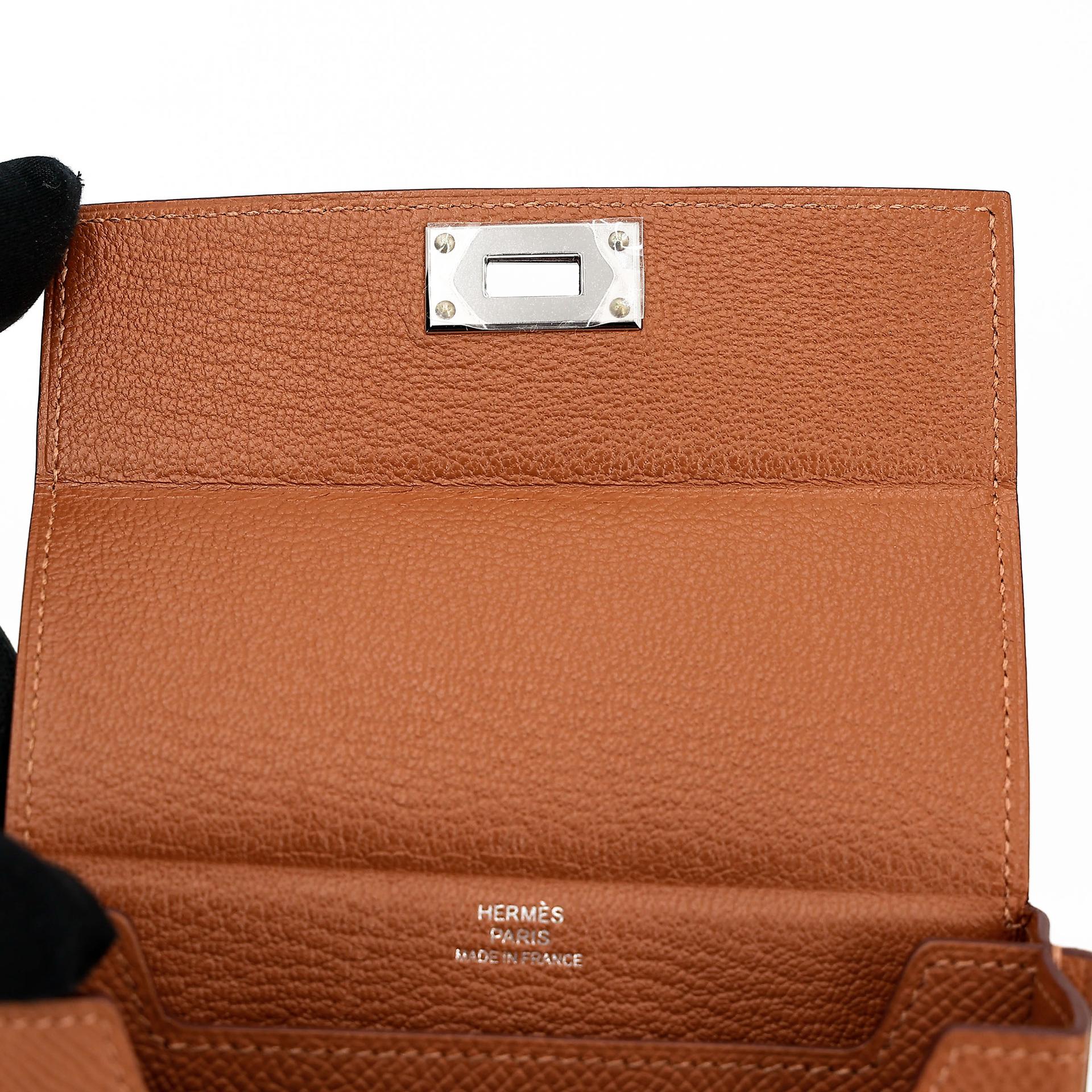 Brand New ( Rank N )  HERMÈS  Kelly Multipocket To Go Pouch Gold (37) Epsom Palladium hardware W (2024) - 22