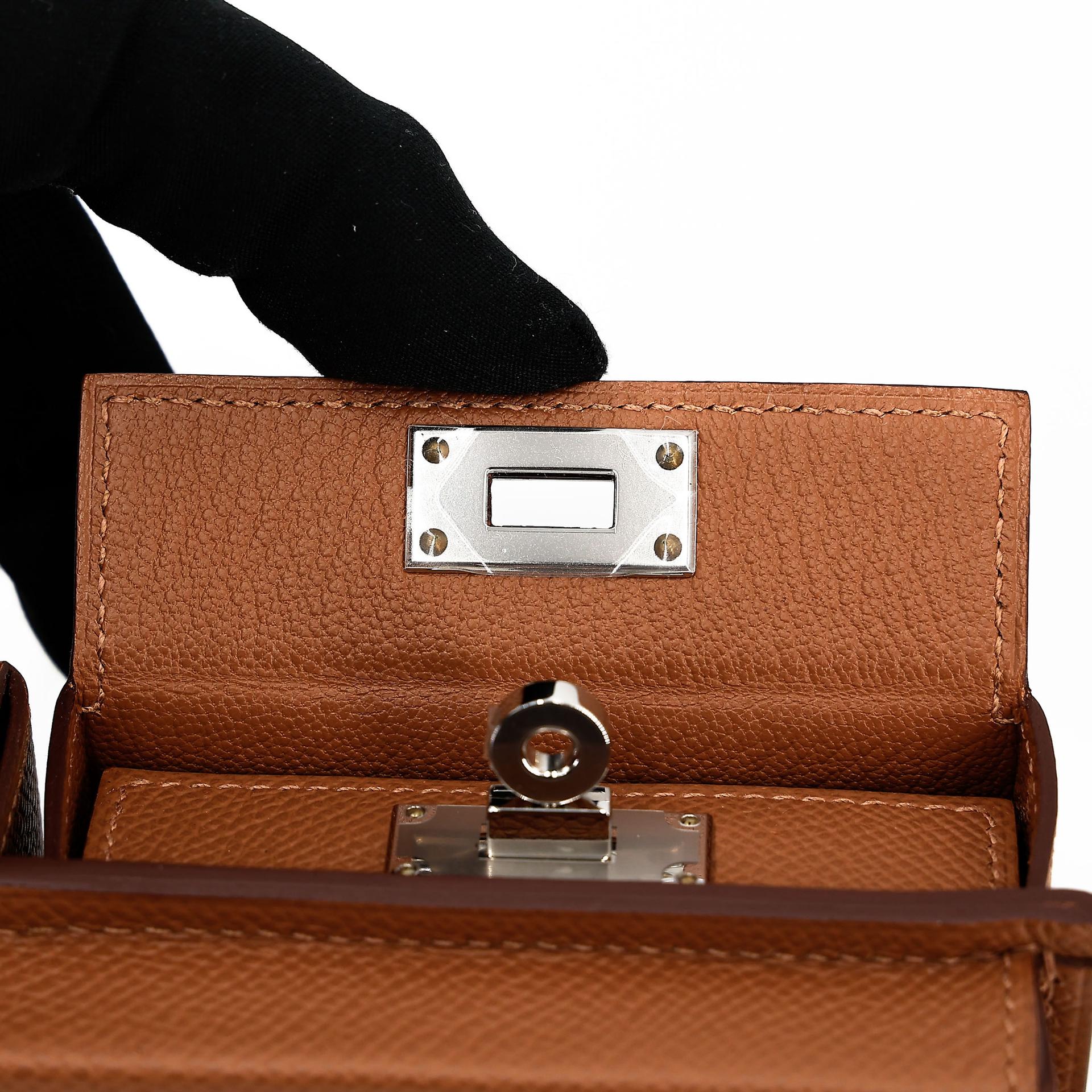 Brand New ( Rank N )  HERMÈS  Kelly Multipocket To Go Pouch Gold (37) Epsom Palladium hardware W (2024) - 17