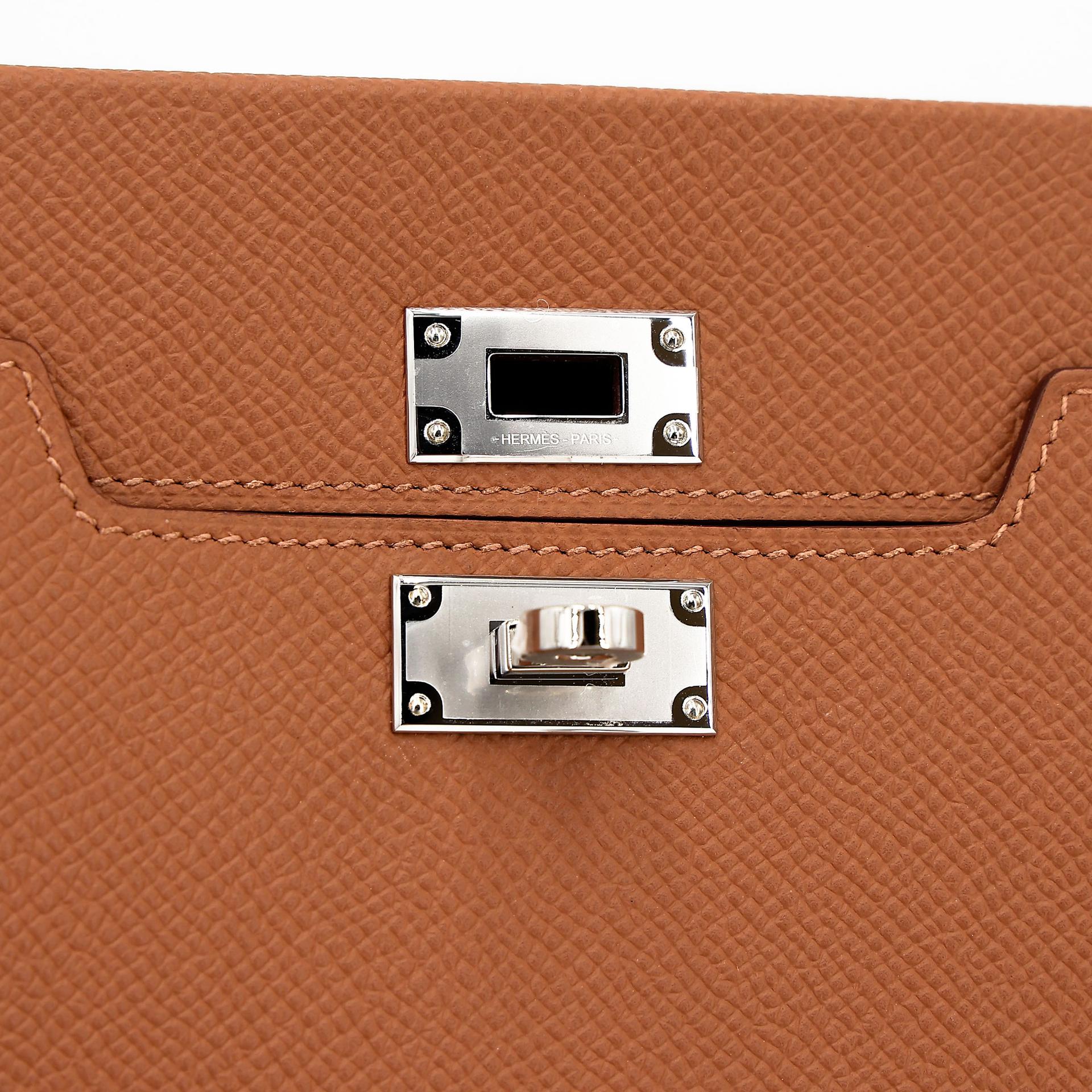 Brand New ( Rank N )  HERMÈS  Kelly Multipocket To Go Pouch Gold (37) Epsom Palladium hardware W (2024) - 24