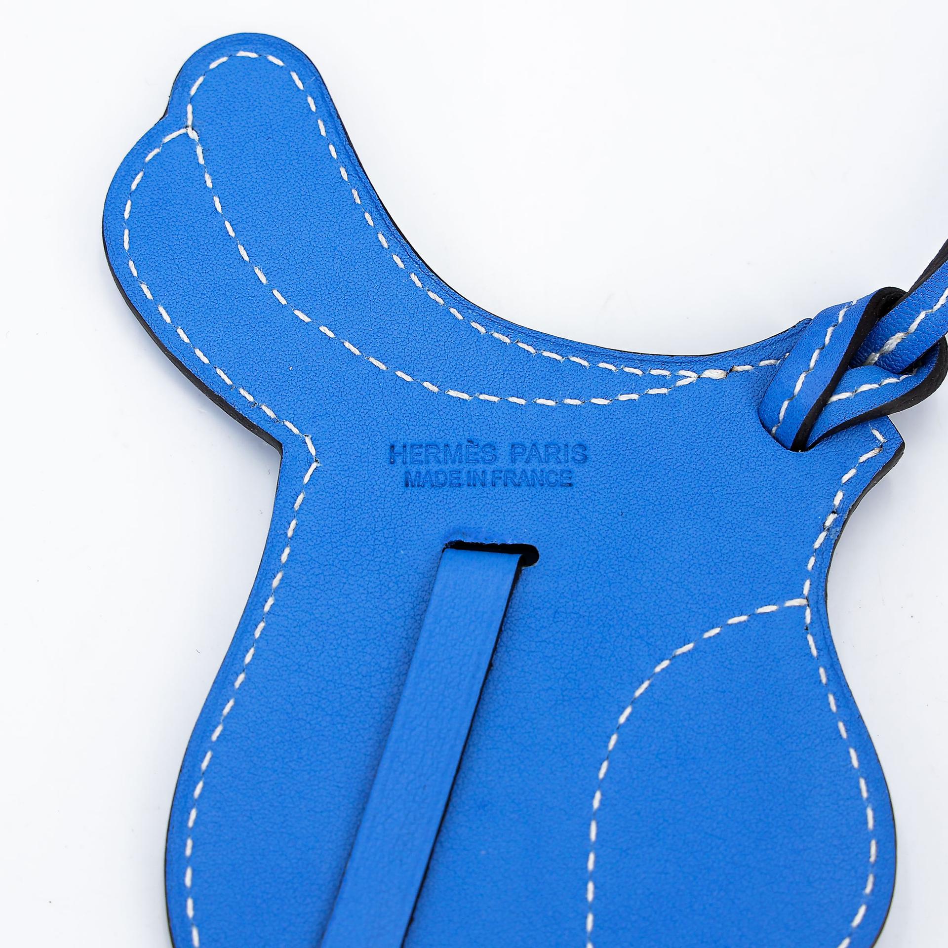 Unused ( Rank NS ) HERMÈS Paddock Saddle Selle Charm Bleu Paradis (2T) Swift Palladium hardware - 7