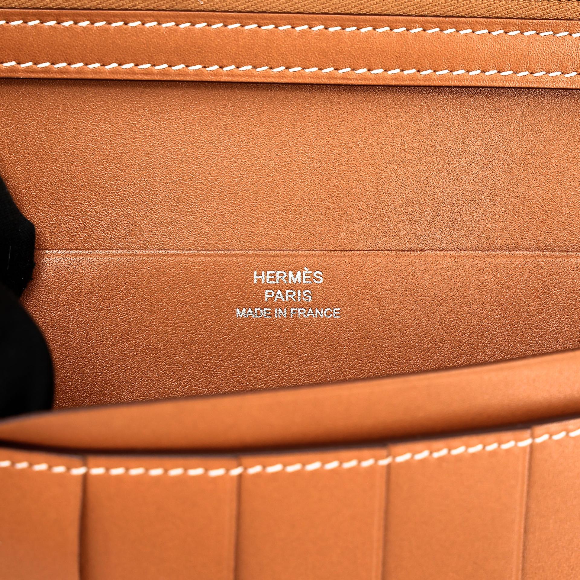 Excellent ( Rank SA )  HERMÈS  Bearn Souffle wallet Natural Sable (21) Butler Palladium hardware X (2016) - 14