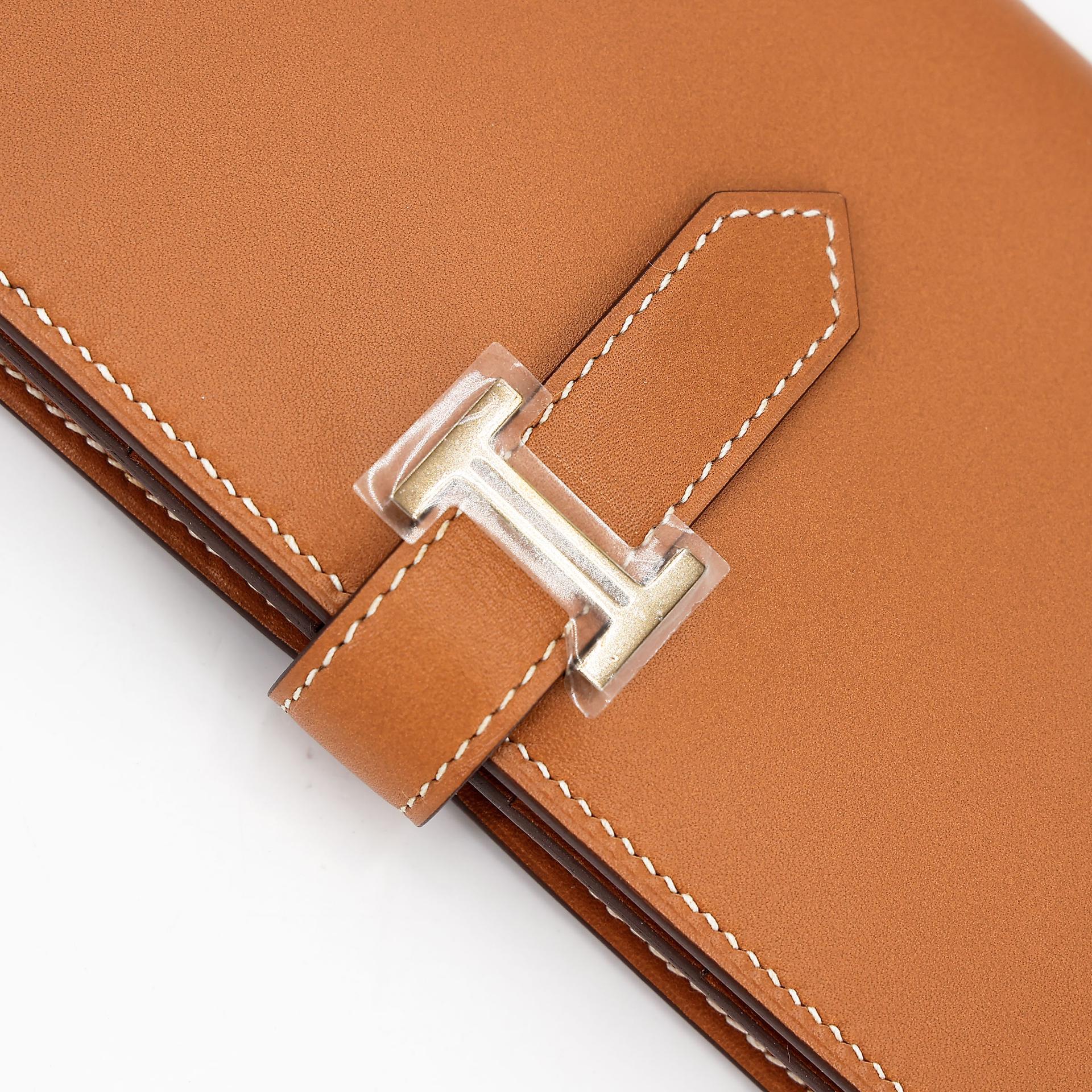 Excellent ( Rank SA )  HERMÈS  Bearn Souffle wallet Natural Sable (21) Butler Palladium hardware X (2016) - 9