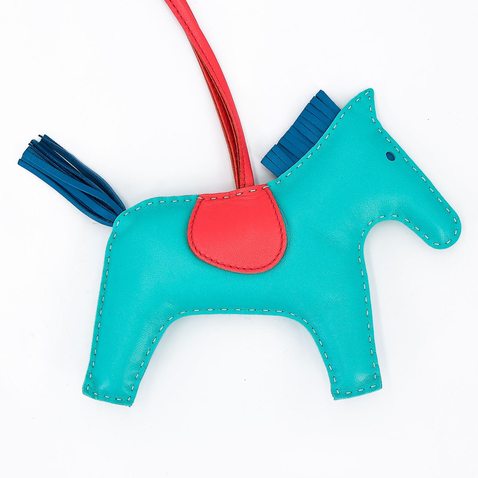 Excellent ( Rank SA ) HERMÈS Rodeo GM Bleu Atoll (3P) Rose Jaipur (T5) Bleu Izmir (7W) Agneau - 6
