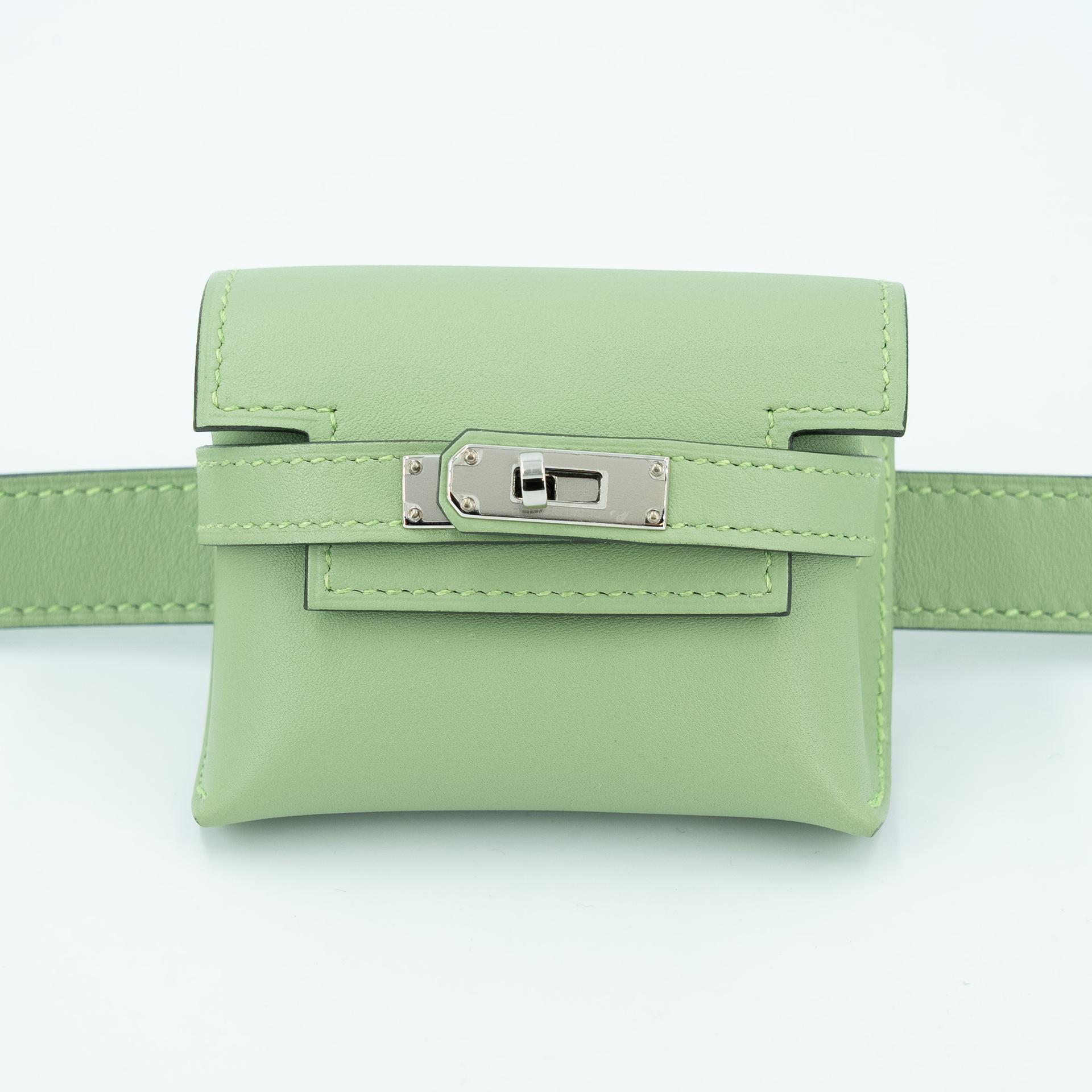 Excellent ( Rank SA ) HERMÈS Kelly Moove Vert Criquet (3I) Swift Palladium hardware W (2024) - 6