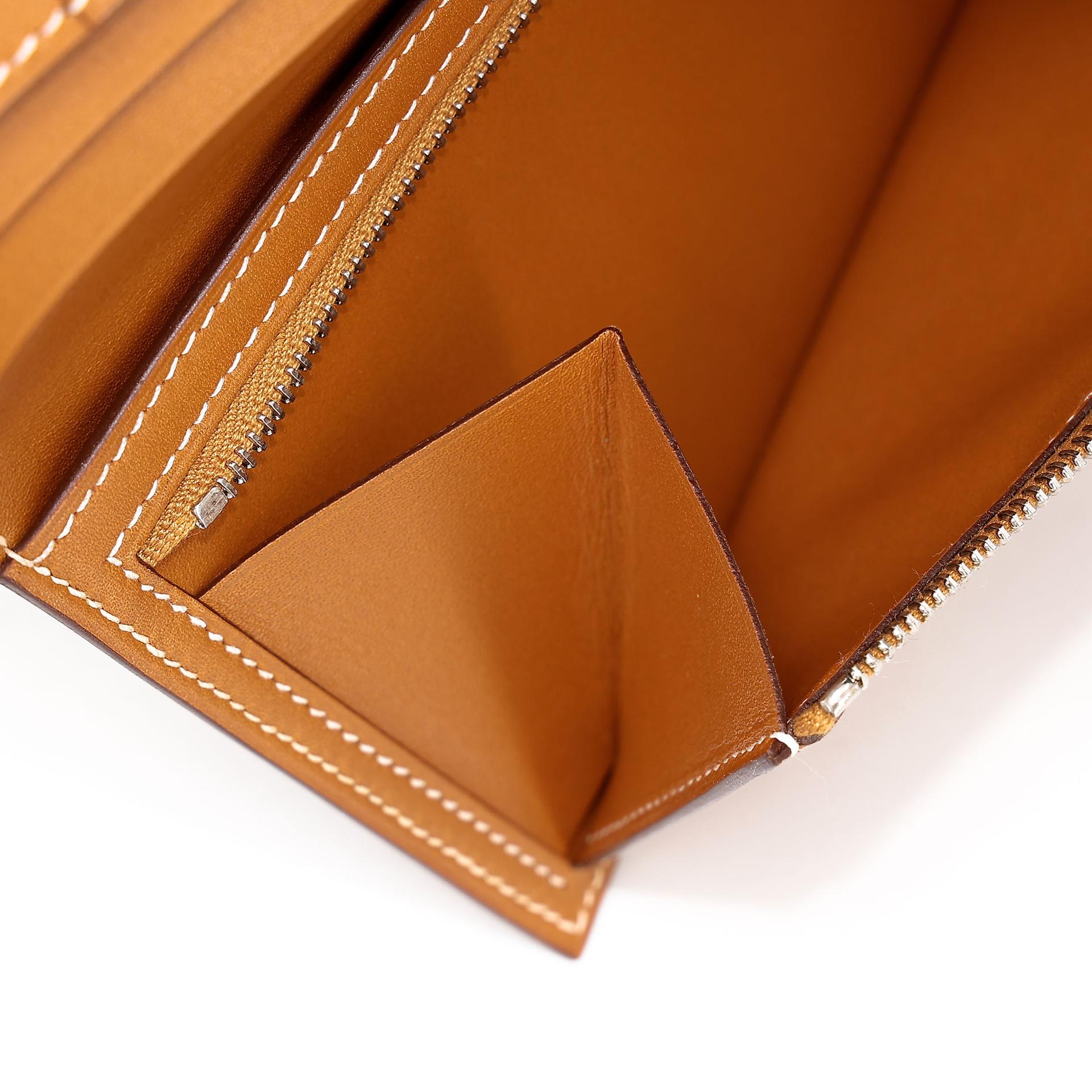 Excellent ( Rank SA )  HERMÈS  Bearn Souffle wallet Natural Sable (21) Butler Palladium hardware X (2016) - 21