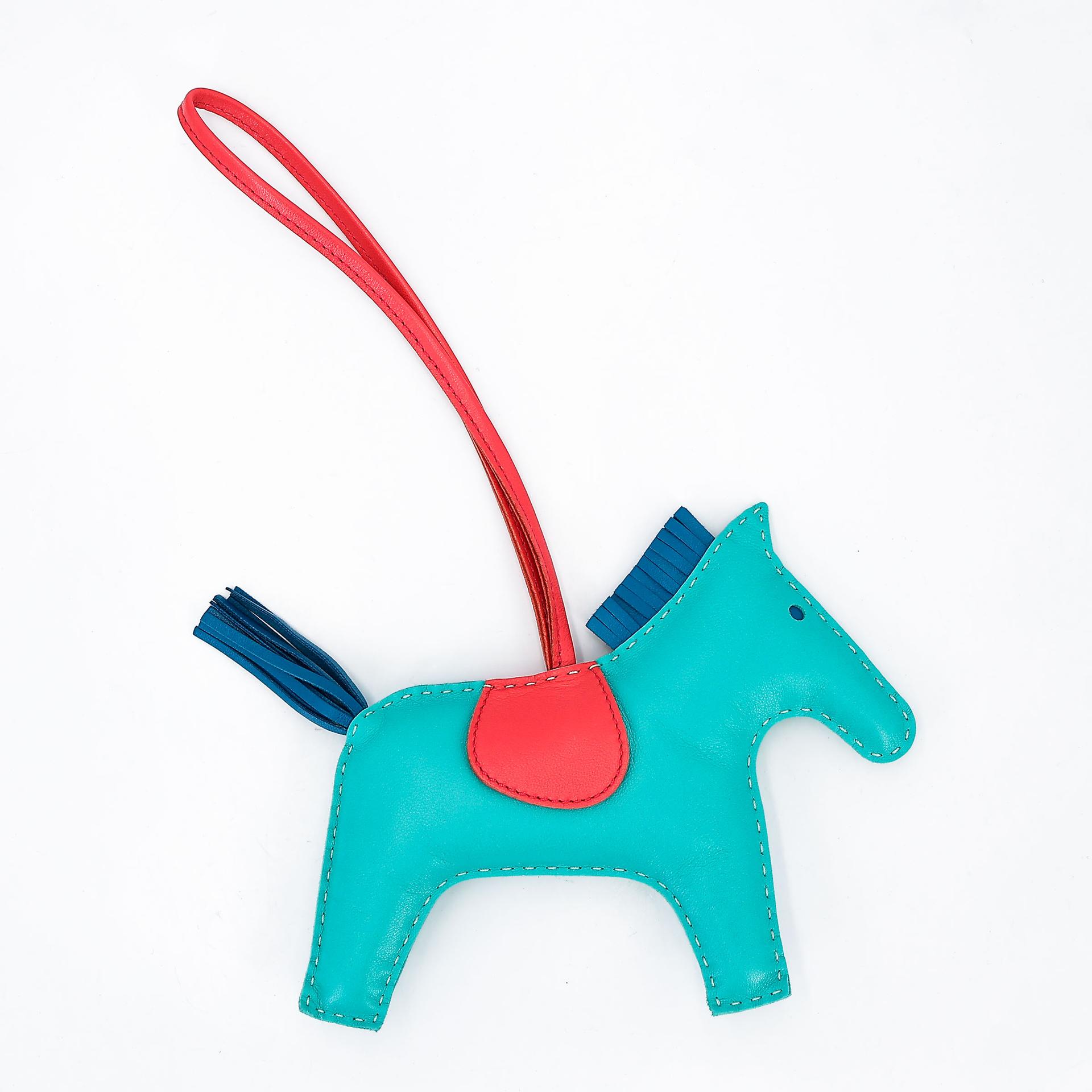 Excellent ( Rank SA ) HERMÈS Rodeo GM Bleu Atoll (3P) Rose Jaipur (T5) Bleu Izmir (7W) Agneau - 5