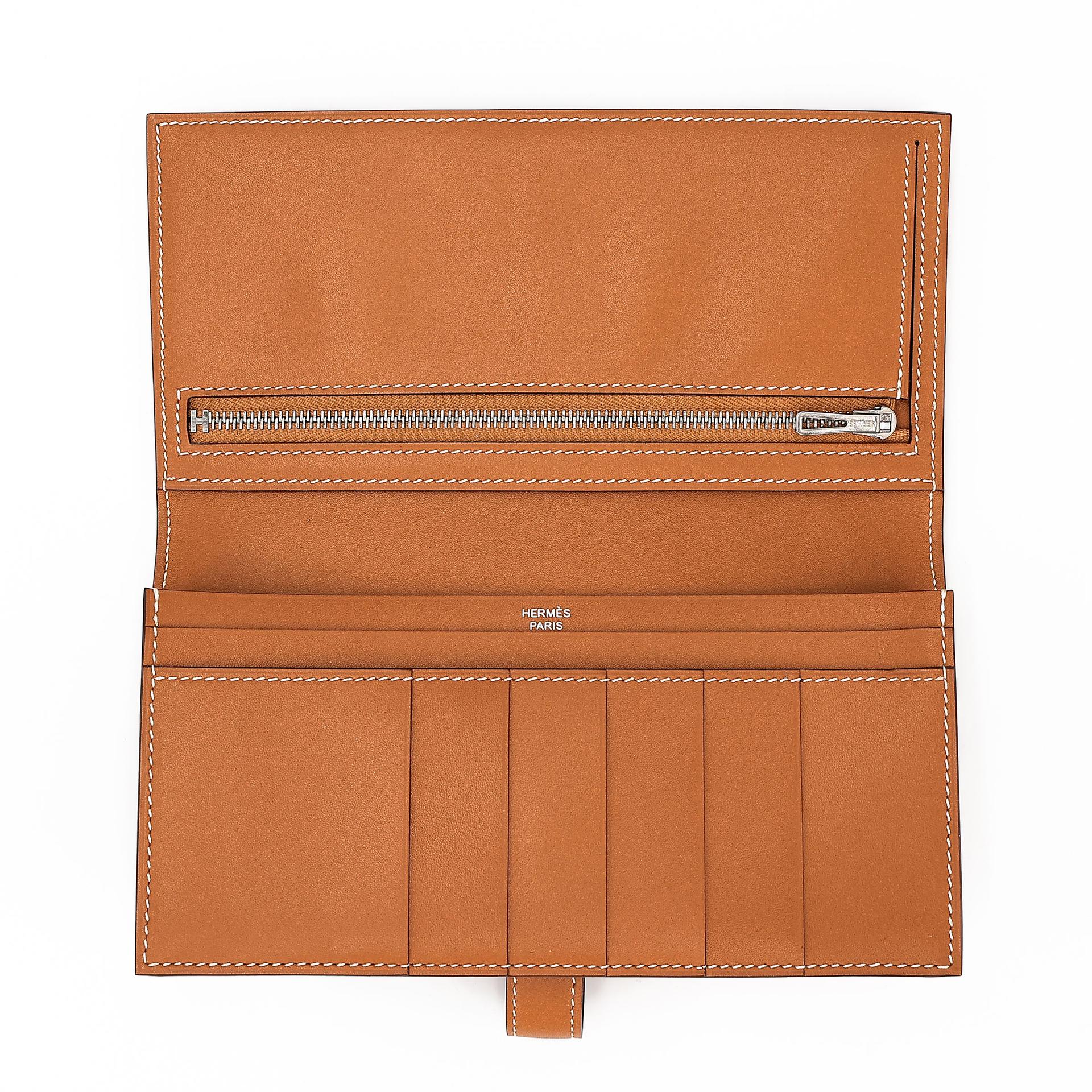 Excellent ( Rank SA )  HERMÈS  Bearn Souffle wallet Natural Sable (21) Butler Palladium hardware X (2016) - 13