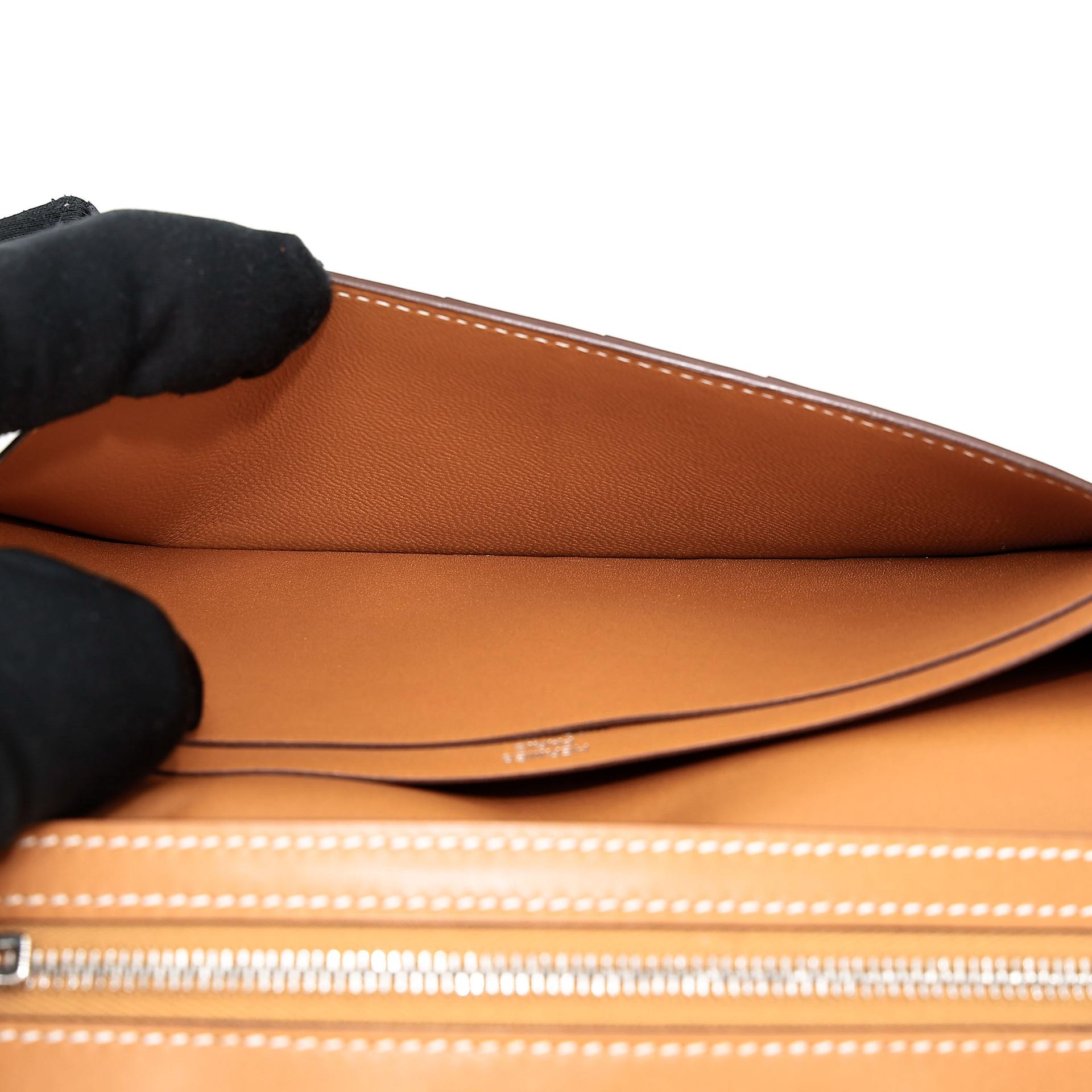 Excellent ( Rank SA )  HERMÈS  Bearn Souffle wallet Natural Sable (21) Butler Palladium hardware X (2016) - 18