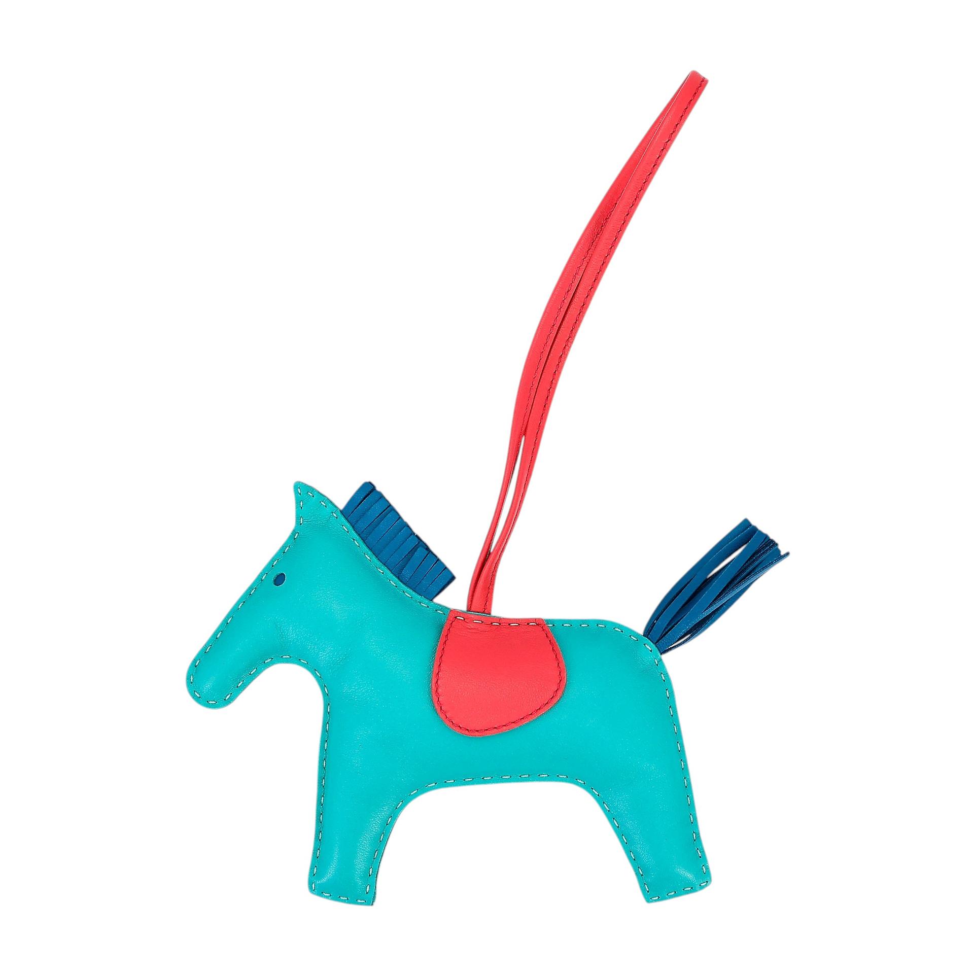 Excellent ( Rank SA ) HERMÈS Rodeo GM Bleu Atoll (3P) Rose Jaipur (T5) Bleu Izmir (7W) Agneau - 1