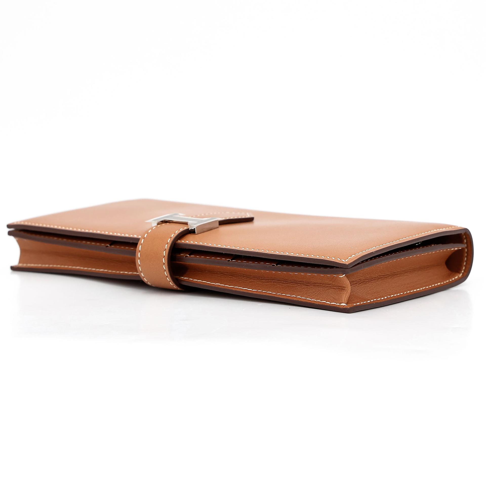 Excellent ( Rank SA )  HERMÈS  Bearn Souffle wallet Natural Sable (21) Butler Palladium hardware X (2016) - 5