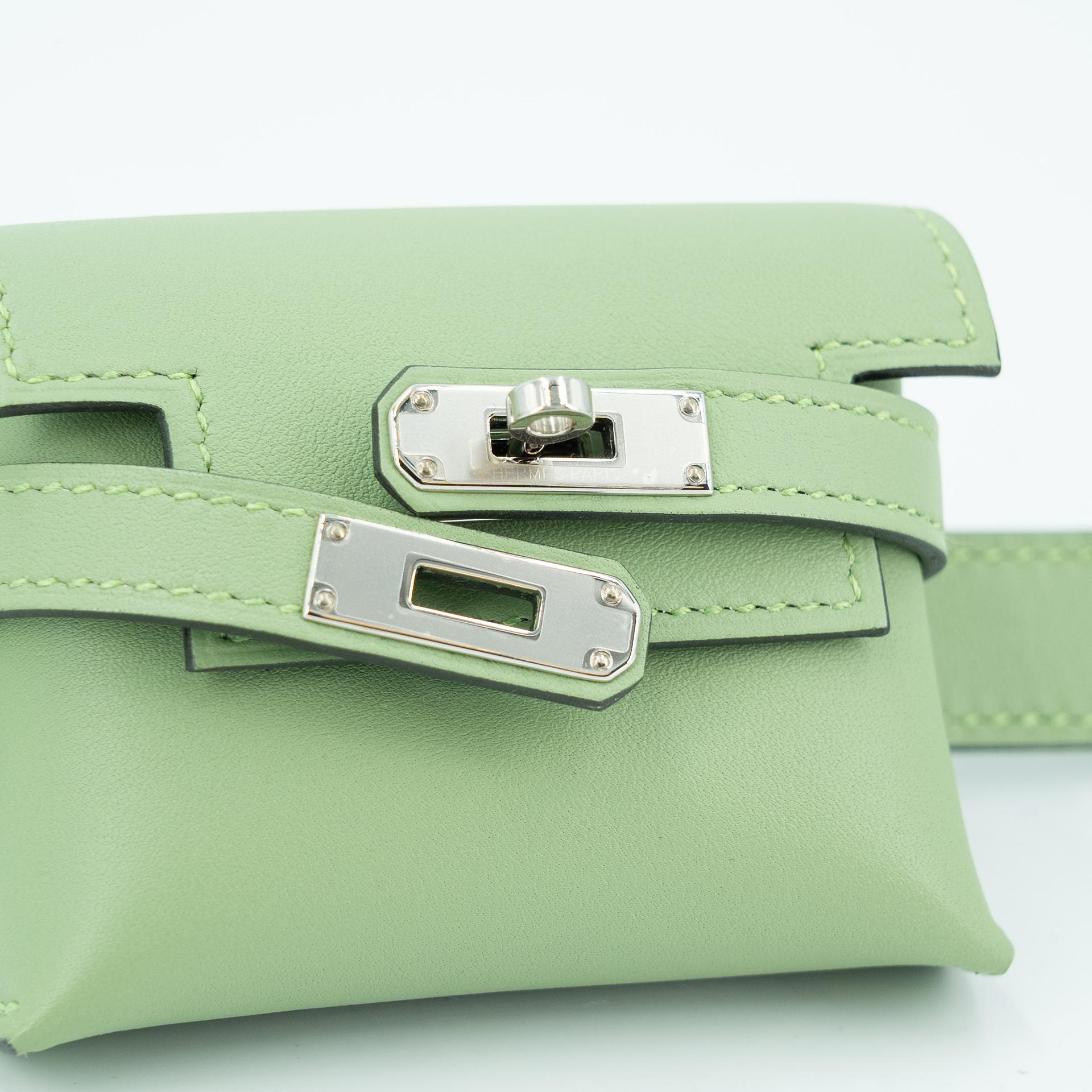 Excellent ( Rank SA ) HERMÈS Kelly Moove Vert Criquet (3I) Swift Palladium hardware W (2024) - 7