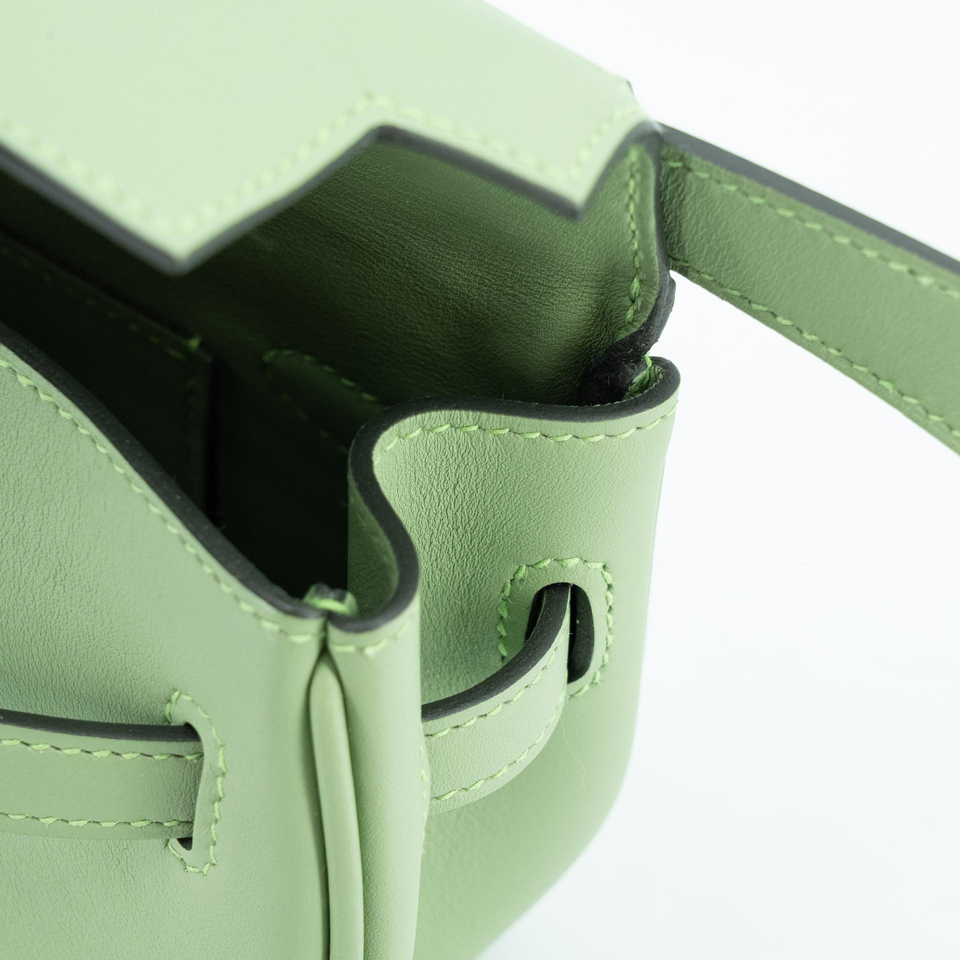 Excellent ( Rank SA ) HERMÈS Kelly Moove Vert Criquet (3I) Swift Palladium hardware W (2024) - 18