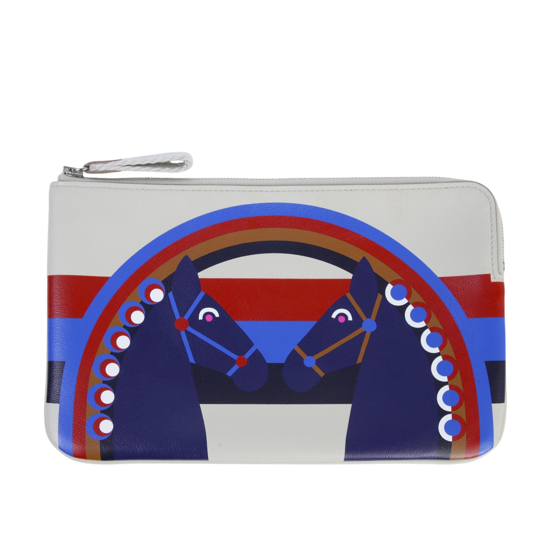 Excellent ( Rank SA ) HERMÈS Carre Pocket Long Beige Navy Palladium hardware Z (2021) - 1