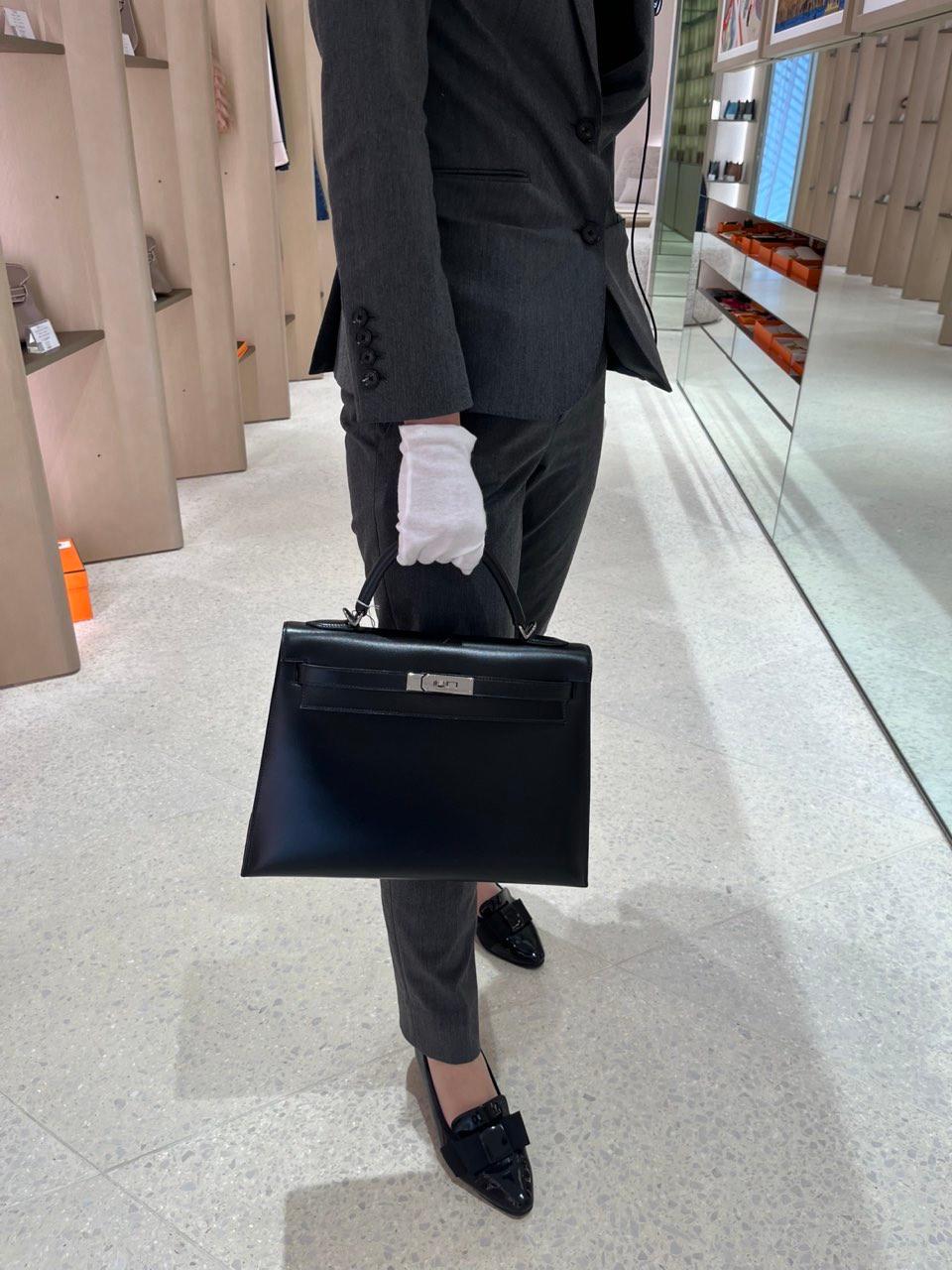 中古AB HERMÈS 爱马仕 Kelly 32 外缝 89 黑色 Noir Box牛皮 乌金扣 □H刻 2004年 - 19