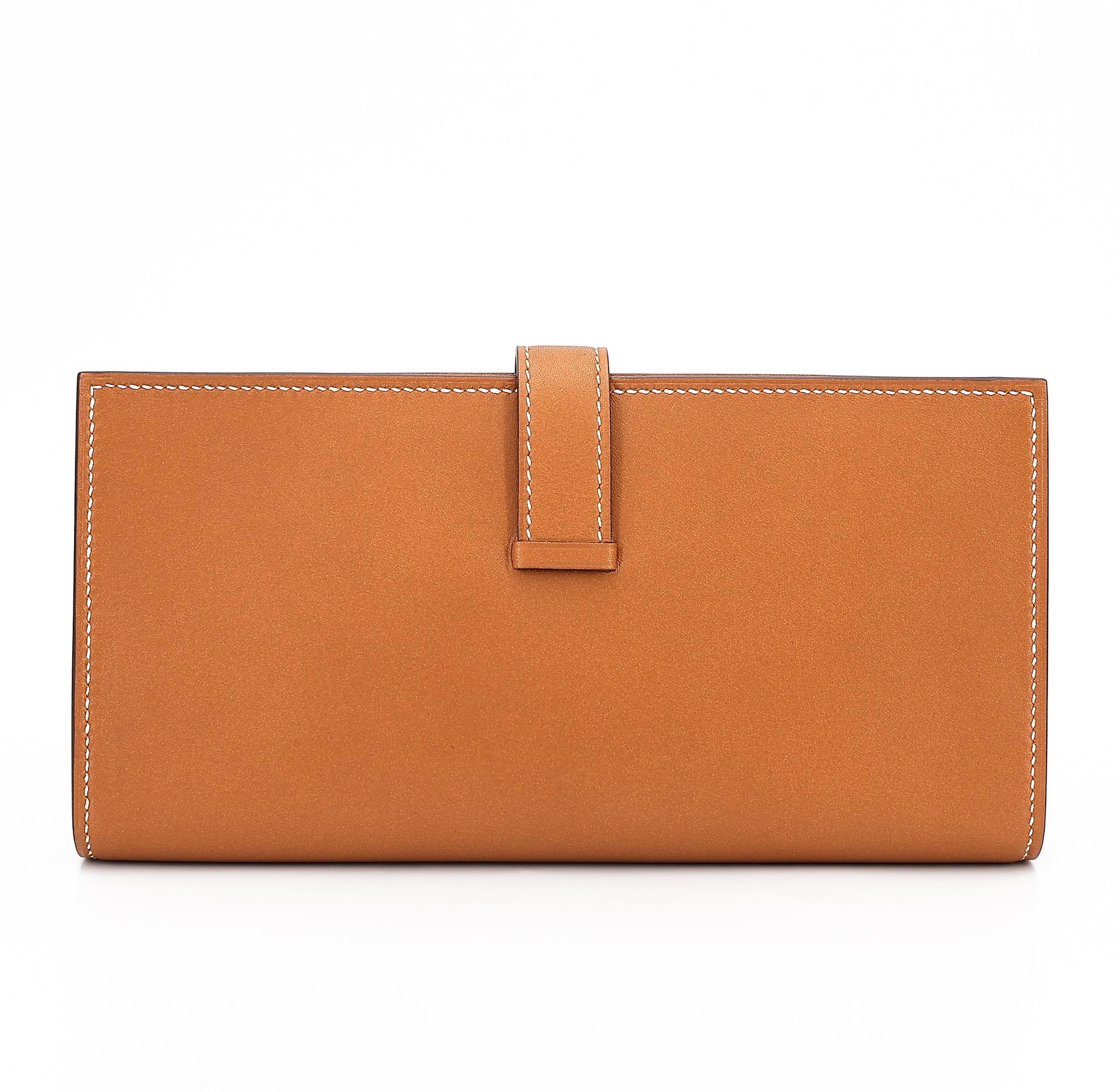 Excellent ( Rank SA )  HERMÈS  Bearn Souffle wallet Natural Sable (21) Butler Palladium hardware X (2016) - 2
